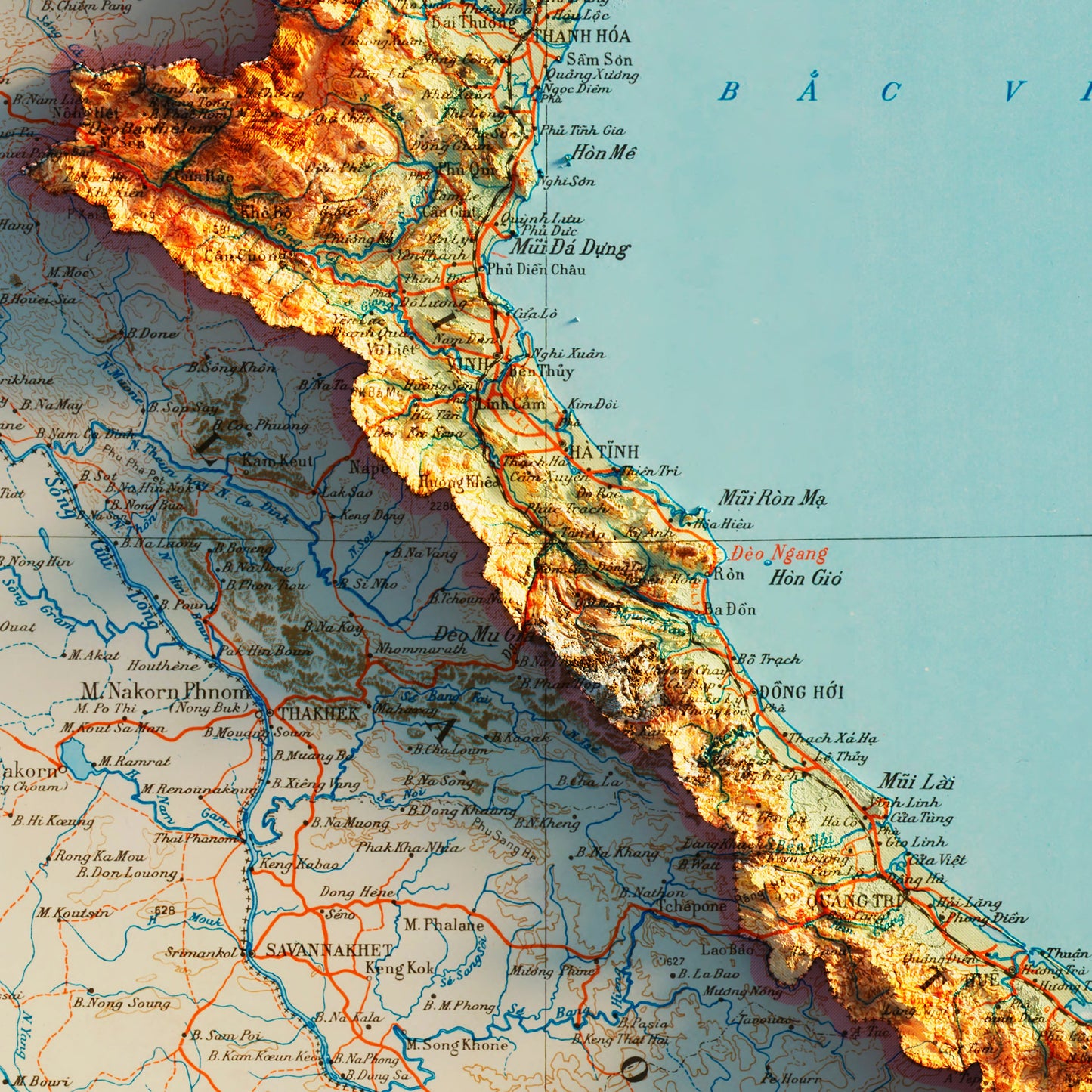 Vietnam 1966 Shaded Relief Map