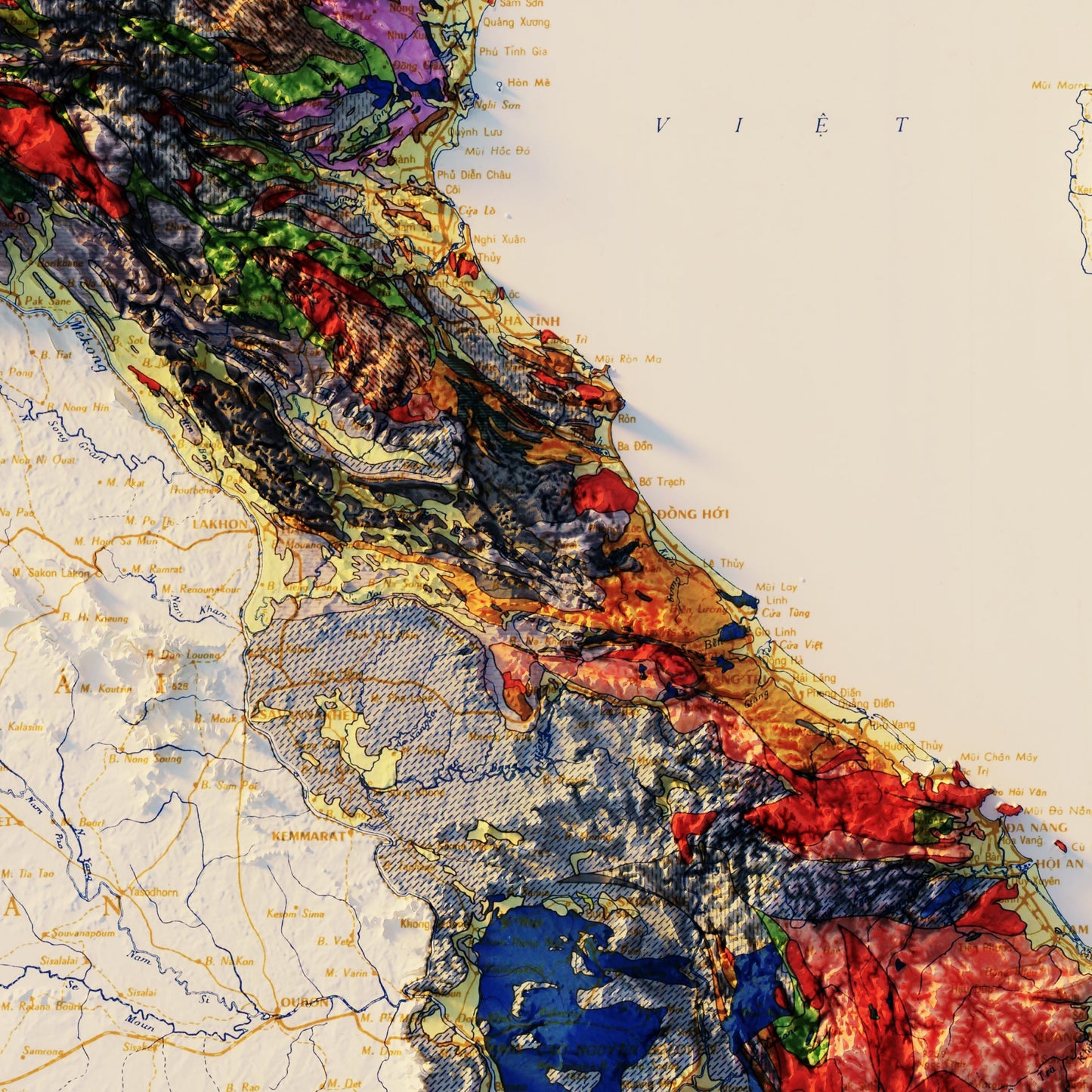 Vietnam 1971 Shaded Relief Map