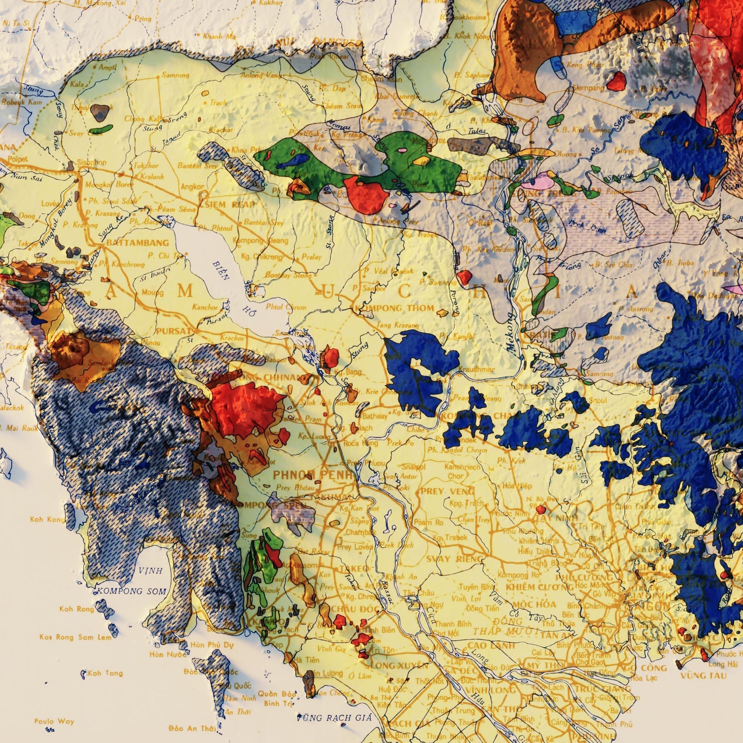 Vietnam 1971 Shaded Relief Map