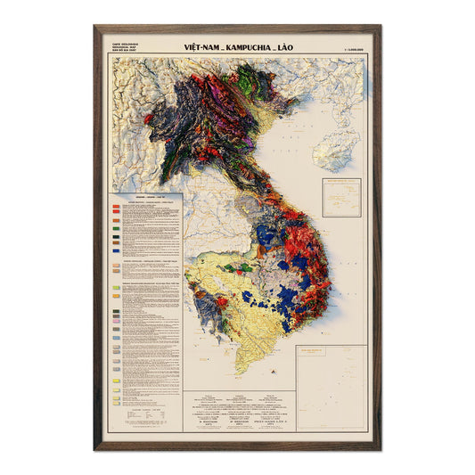 Vintage Vietnam Map - 1971 Relief Map