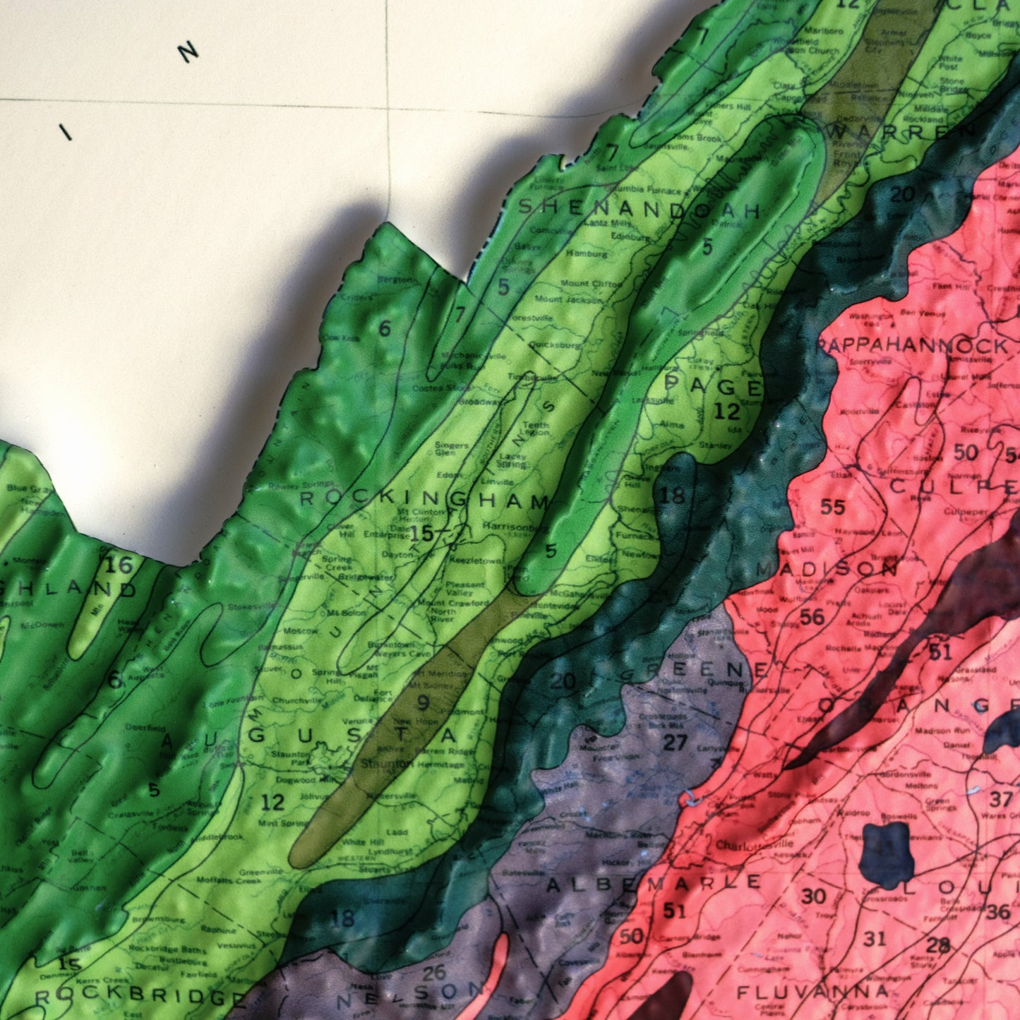 Virginia 1979 3D Raised Relief Map