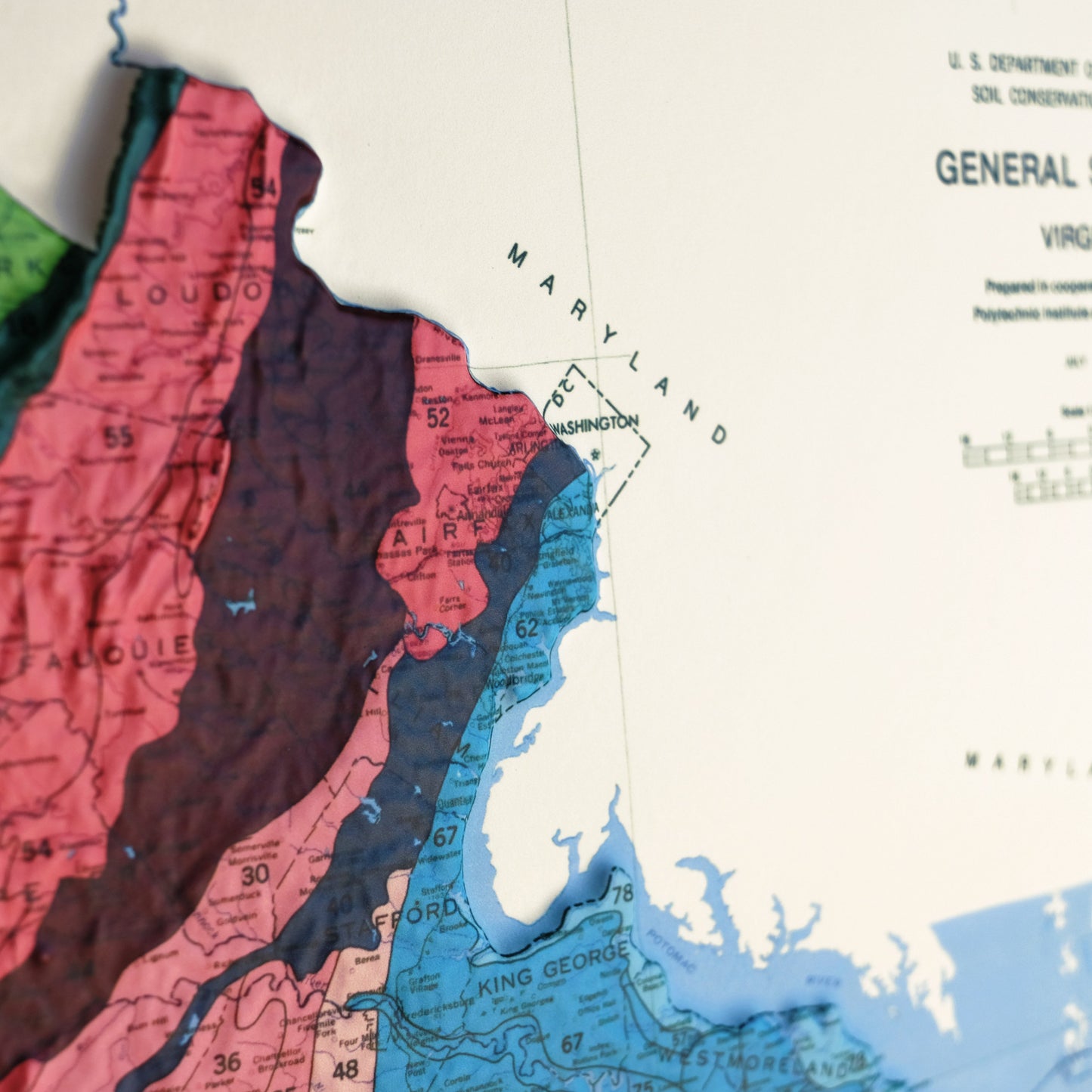 Virginia 1979 3D Raised Relief Map
