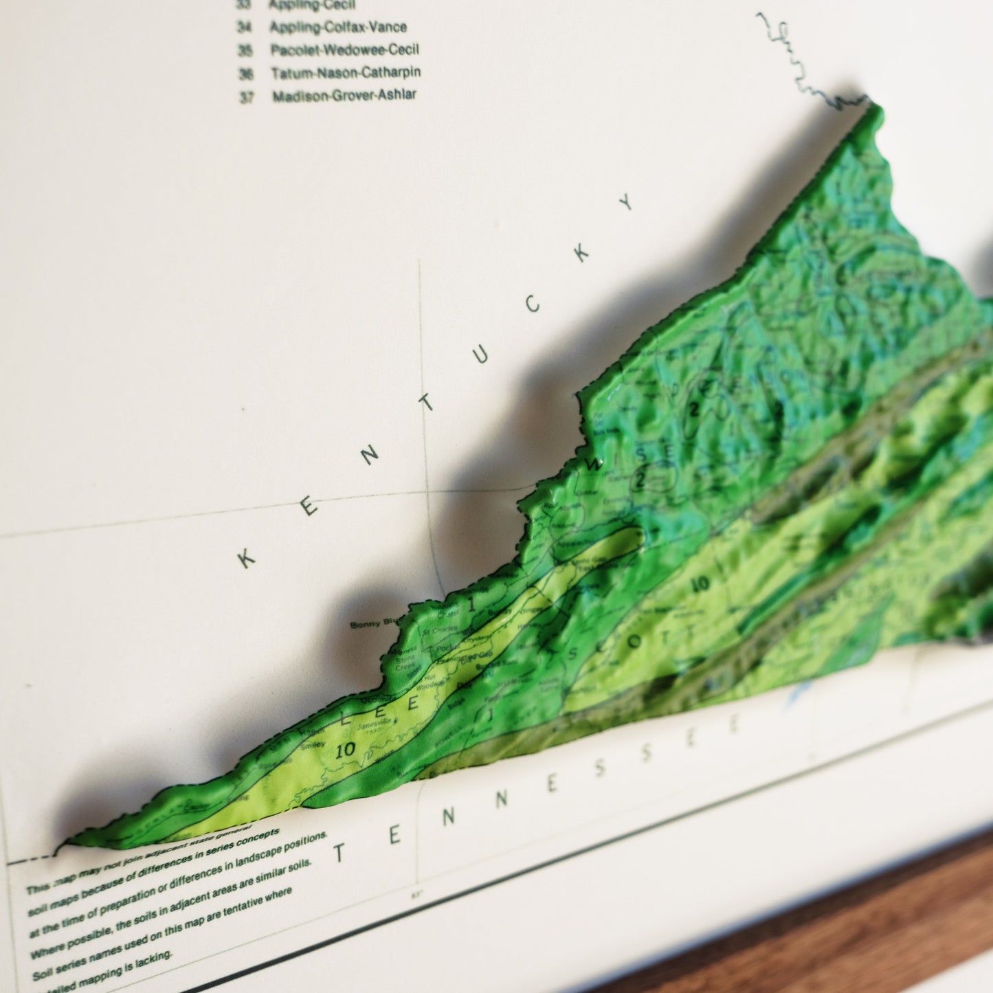 Virginia 1979 3D Raised Relief Map