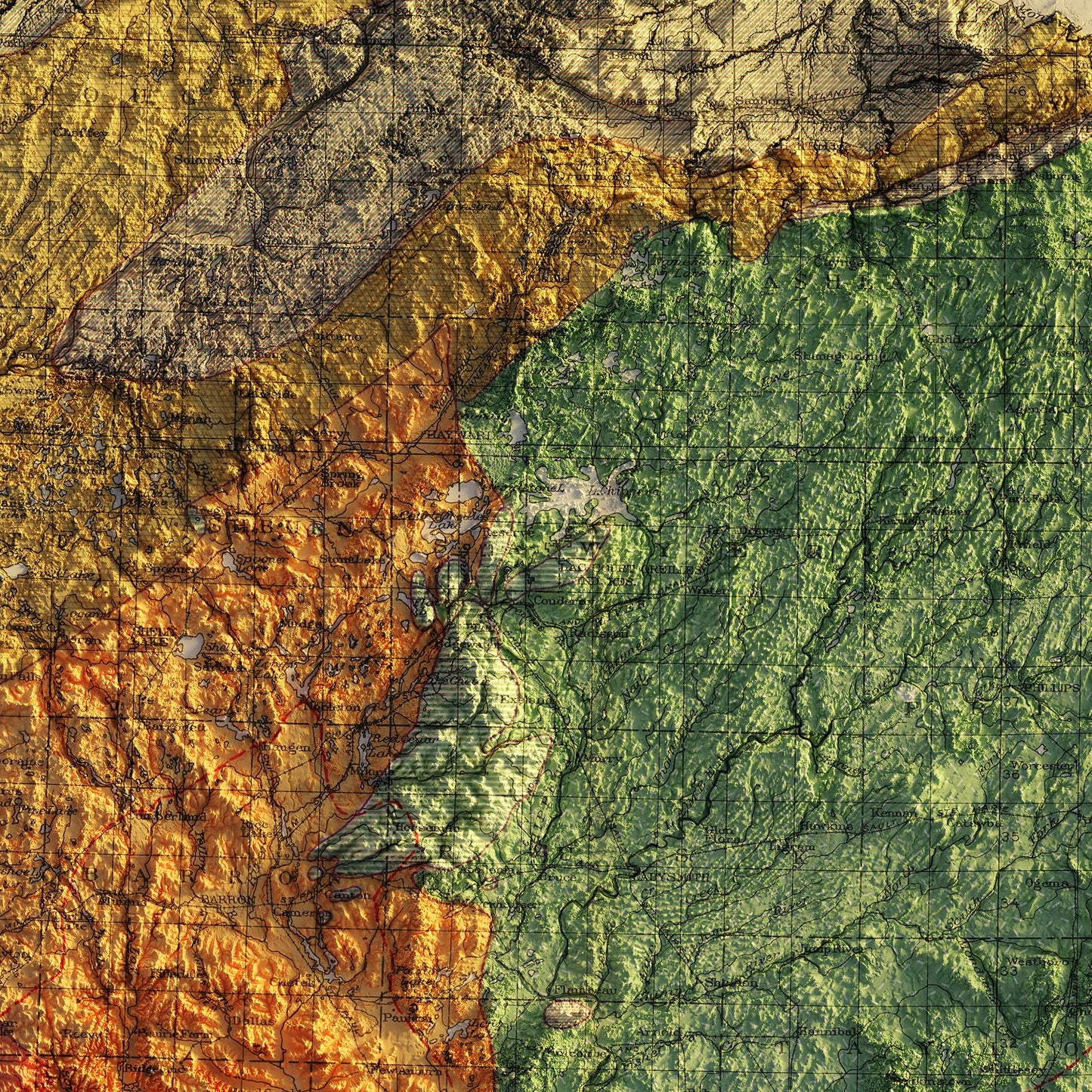 Wisconsin 1965 Shaded Relief Map