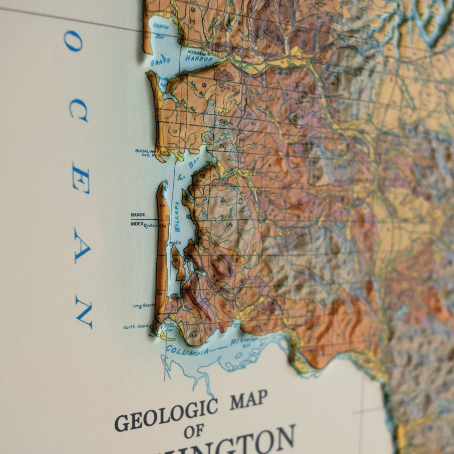 Washington 1961 3D Raised Relief Map