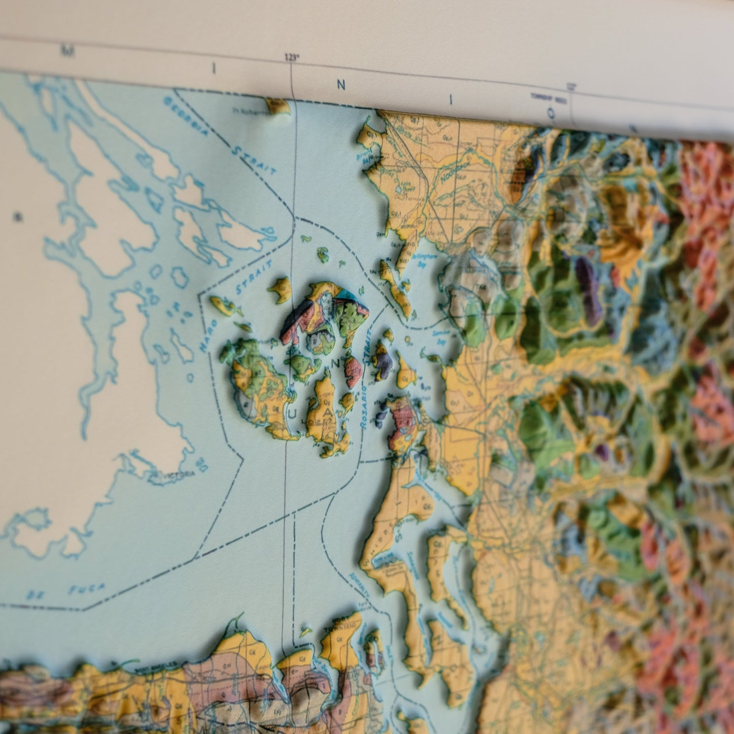 Washington 1961 3D Raised Relief Map