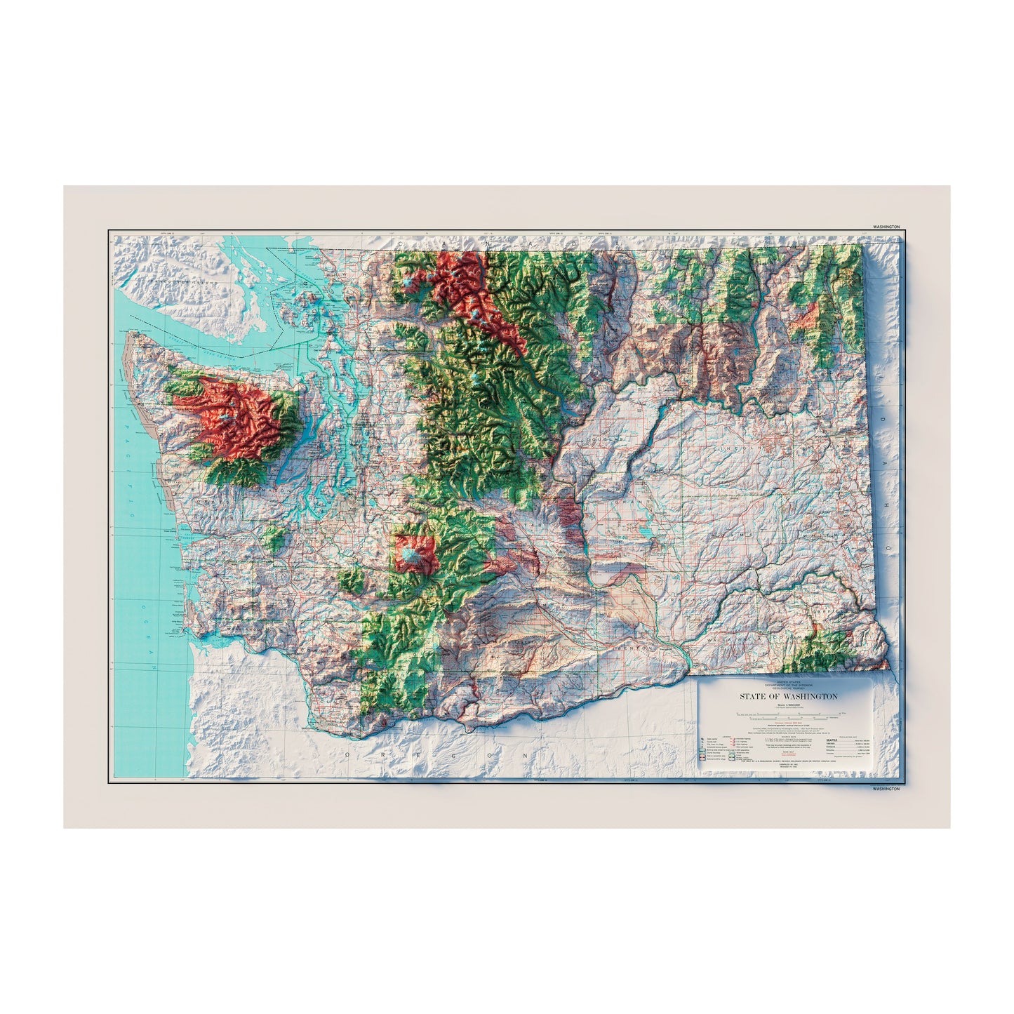Washington Relief Map - 1982
