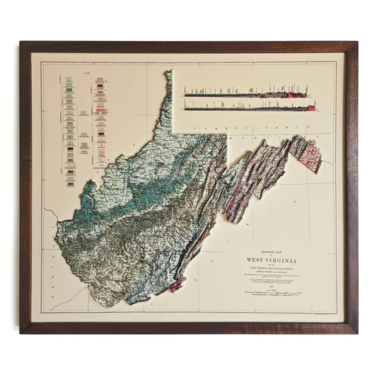 West Virginia 1932 3D Raised Relief Map