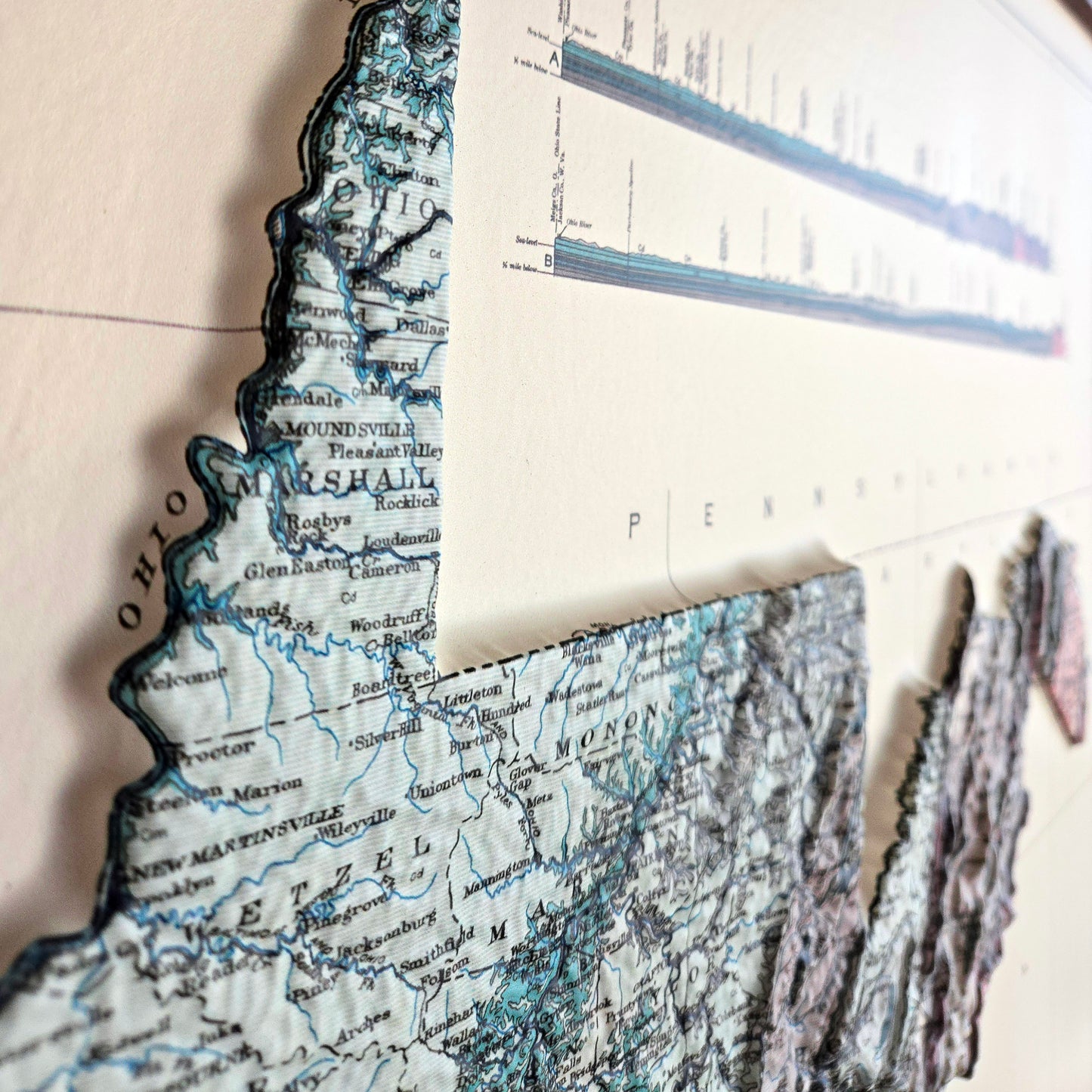 West Virginia 1932 3D Raised Relief Map