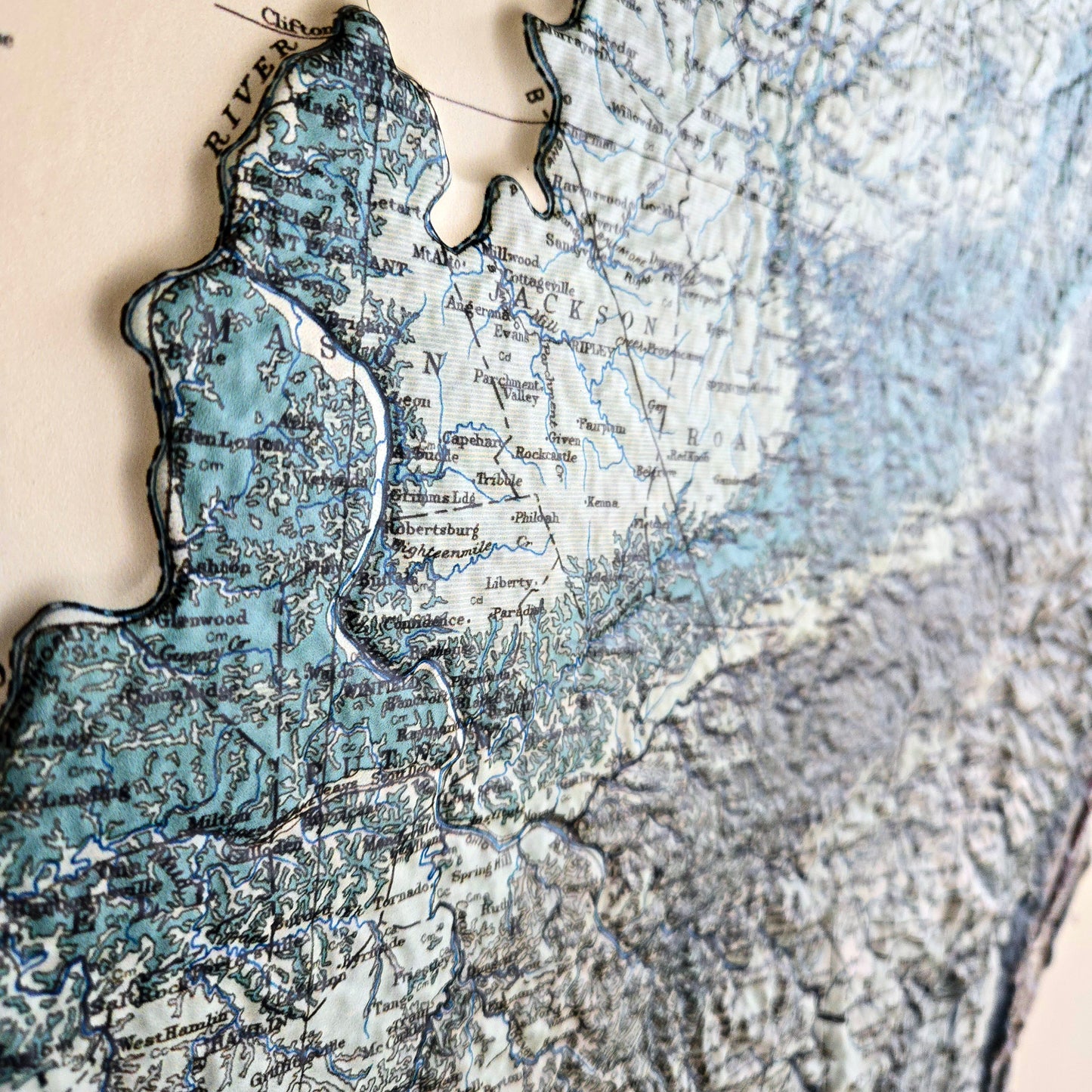 West Virginia 1932 3D Raised Relief Map