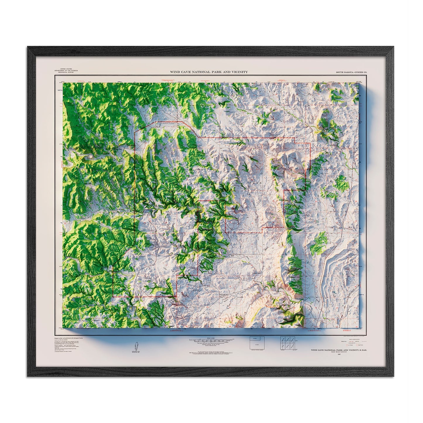 Vintage Wind Cave Relief Map - 1957