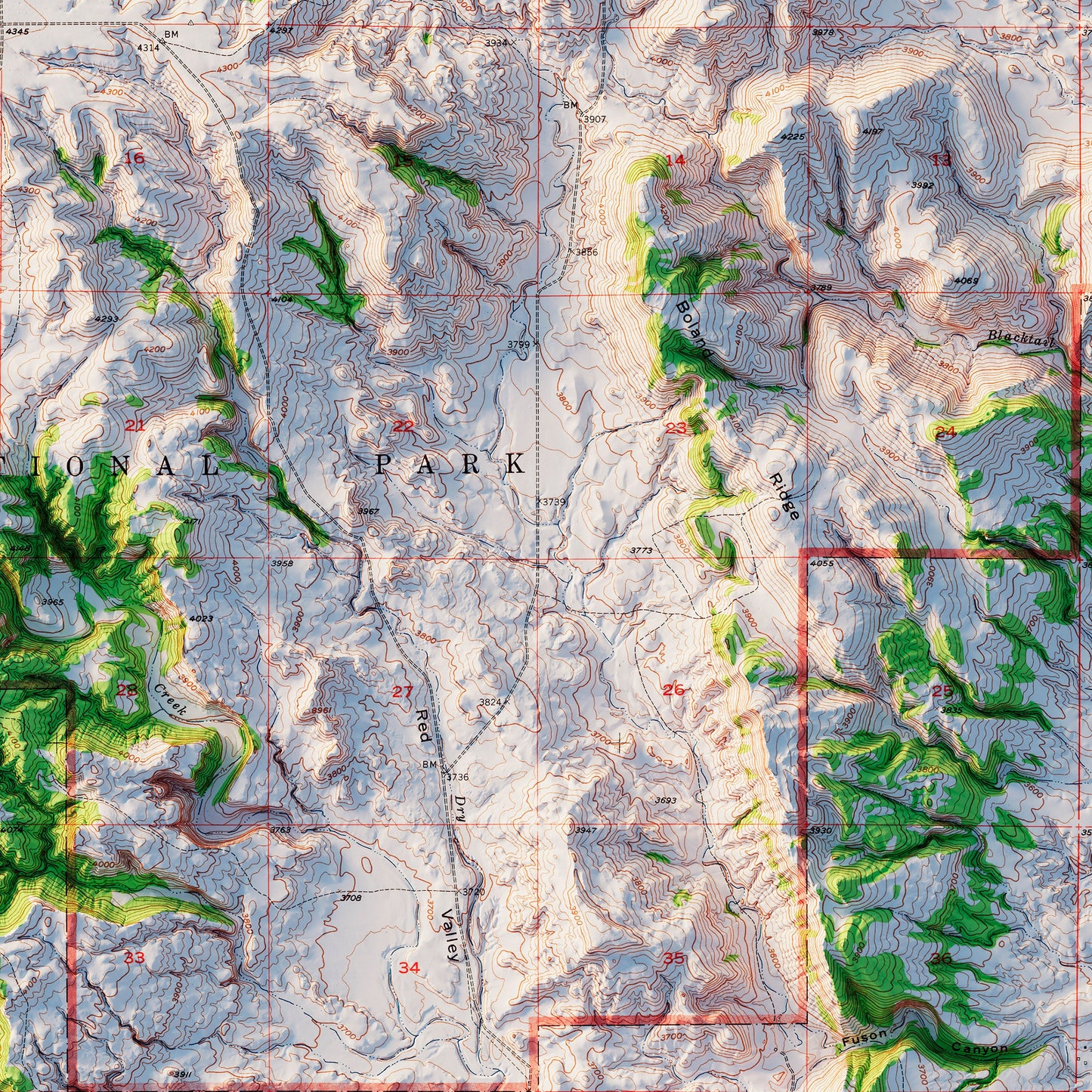 Wind Cave National Park 1957 Shaded Relief Map