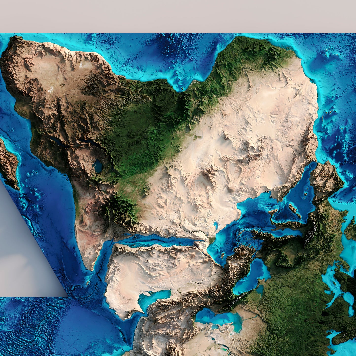 World Shaded Relief Map (Dymaxion Map)
