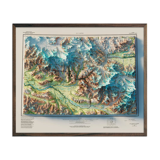 Vintage Wrangell St. Elias Relief Map