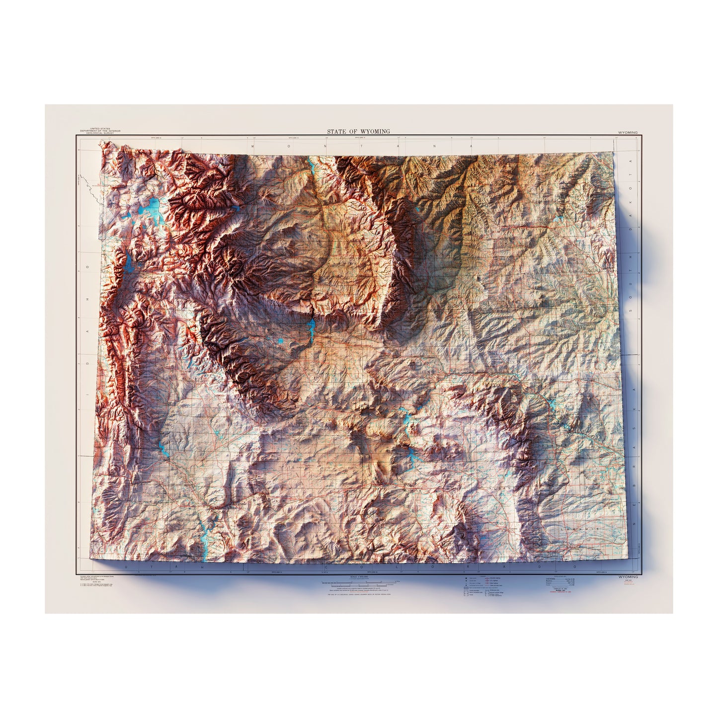 Wyoming 1980 Relief Map