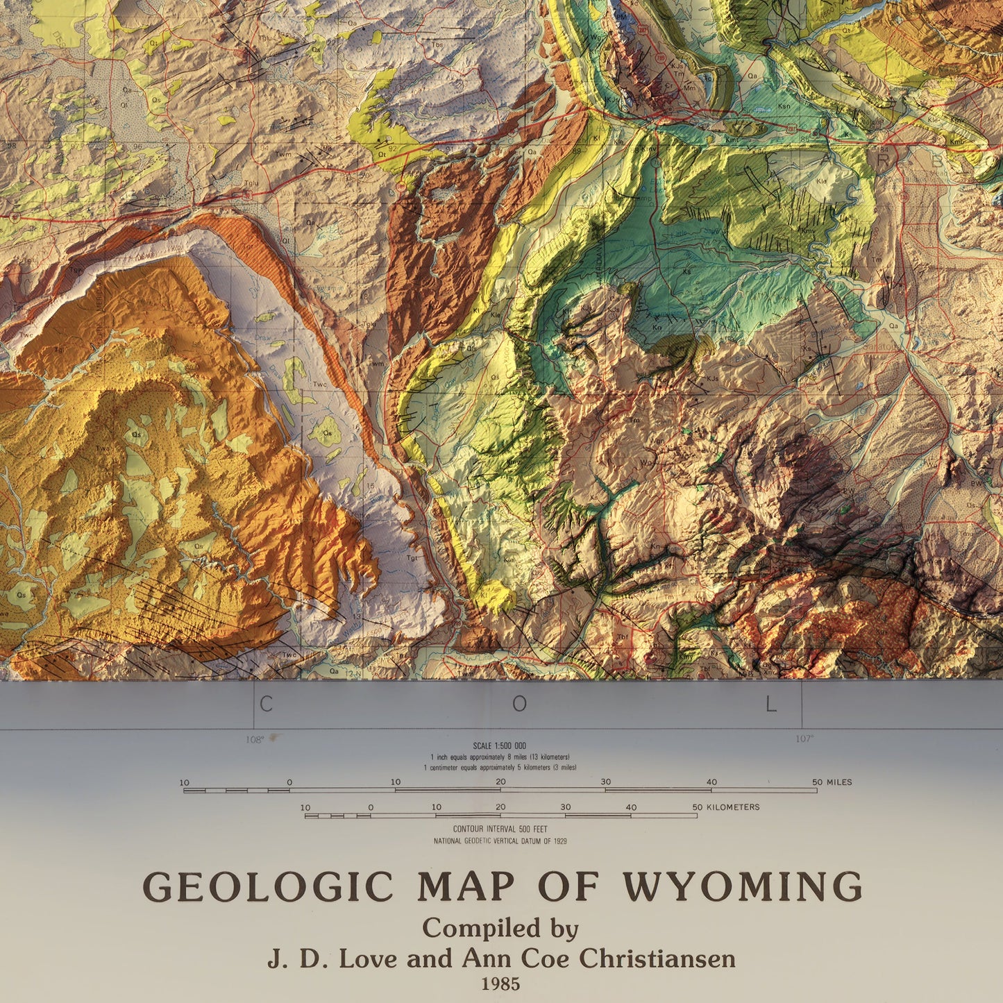 Wyoming 1985 Shaded Relief Map