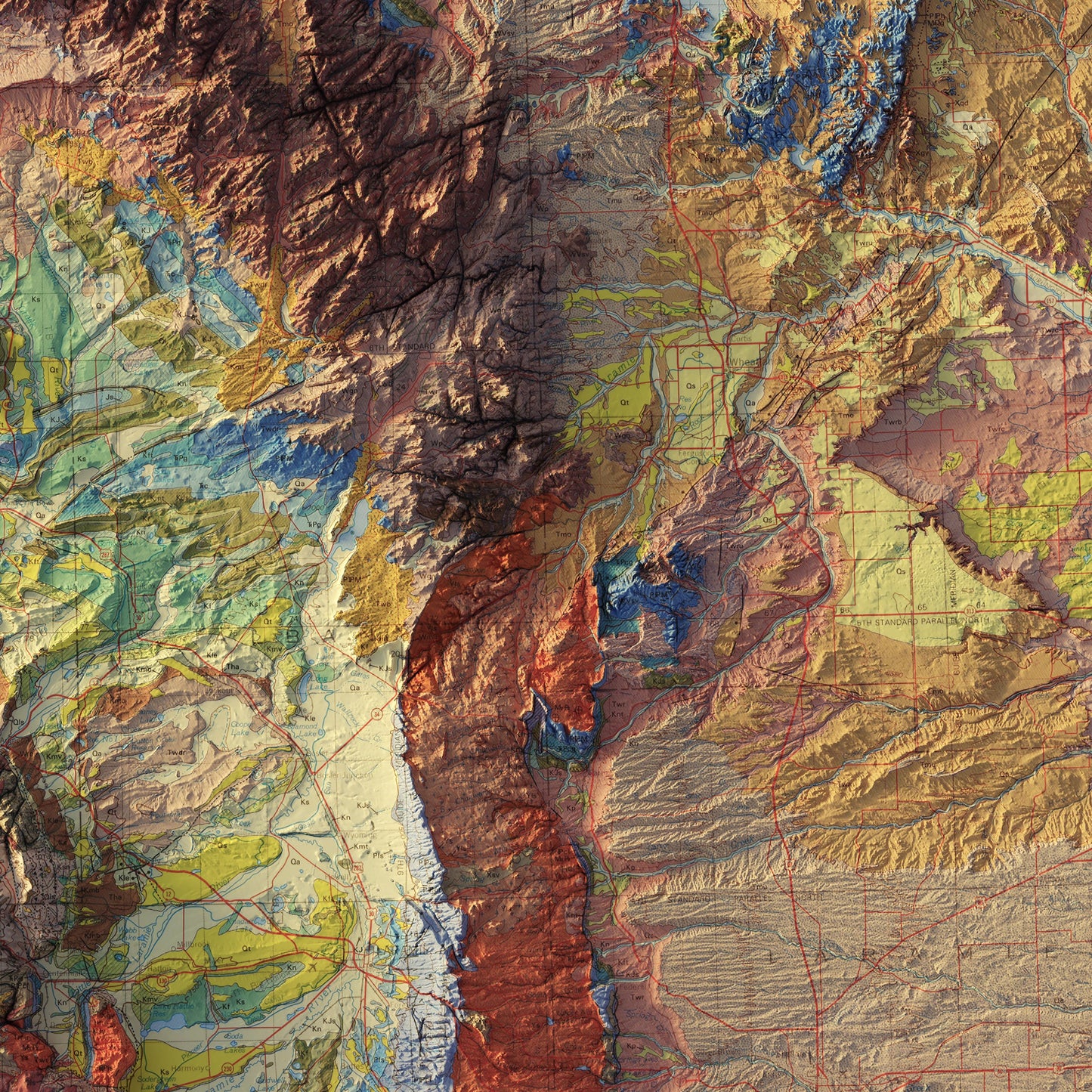 Wyoming 1985 Shaded Relief Map