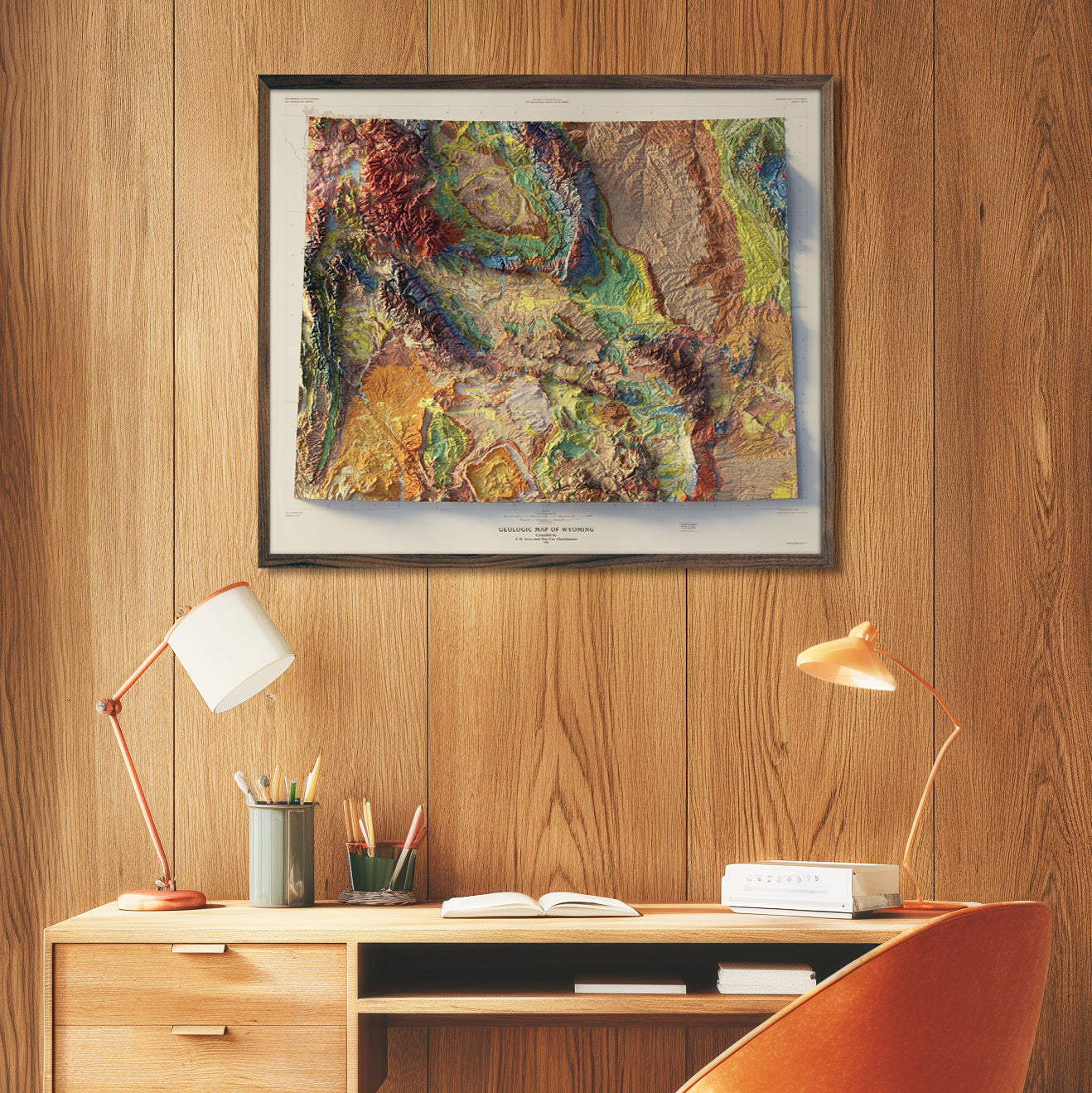 Wyoming 1985 Shaded Relief Map