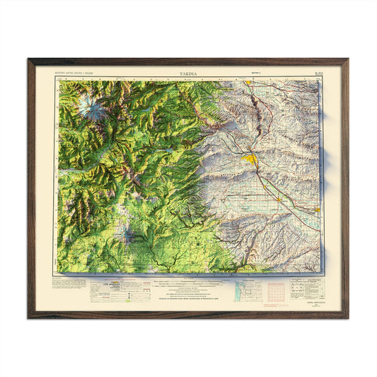 Yakima, WA 1958 Shaded Relief Map