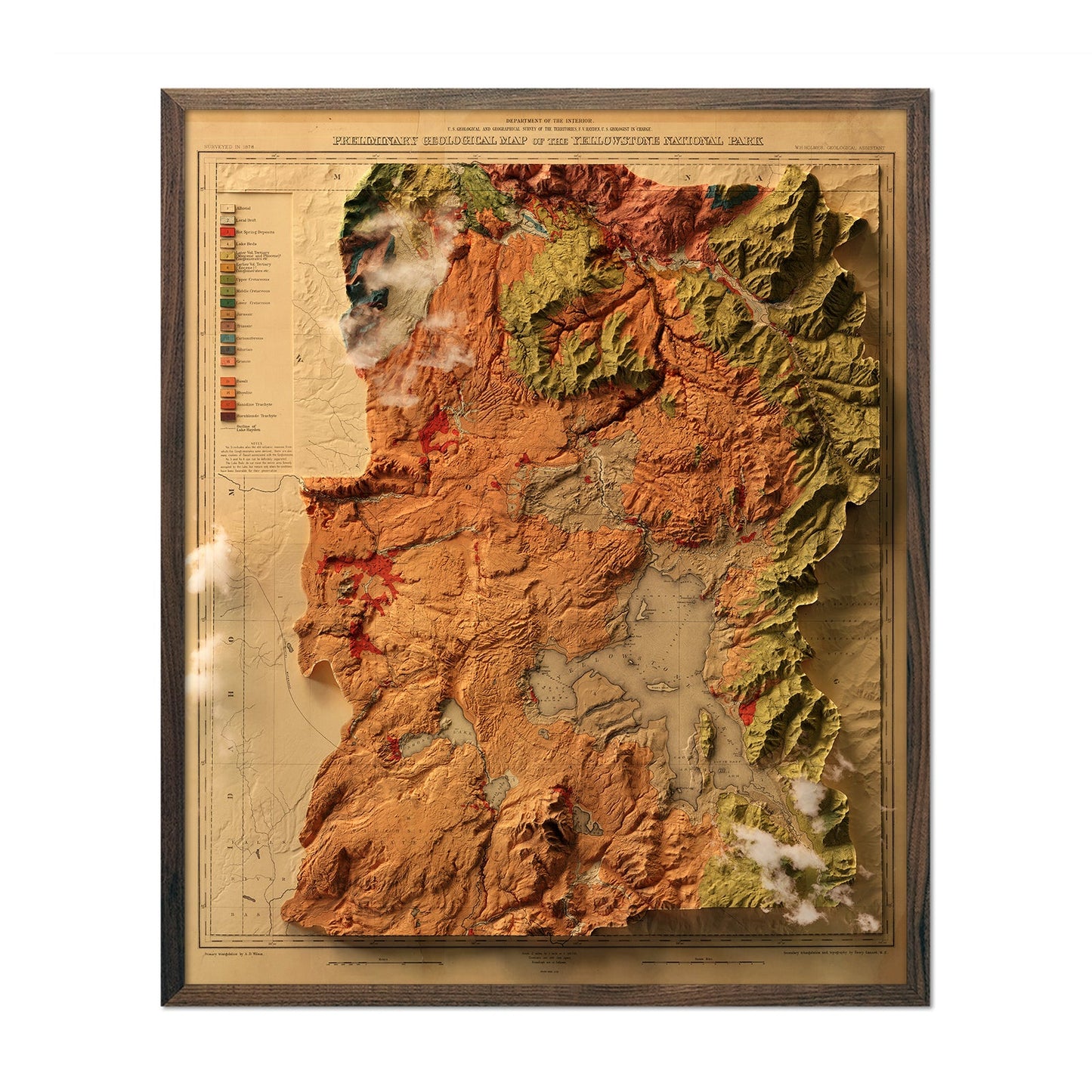 Vintage Yellowstone Relief Map - 1878