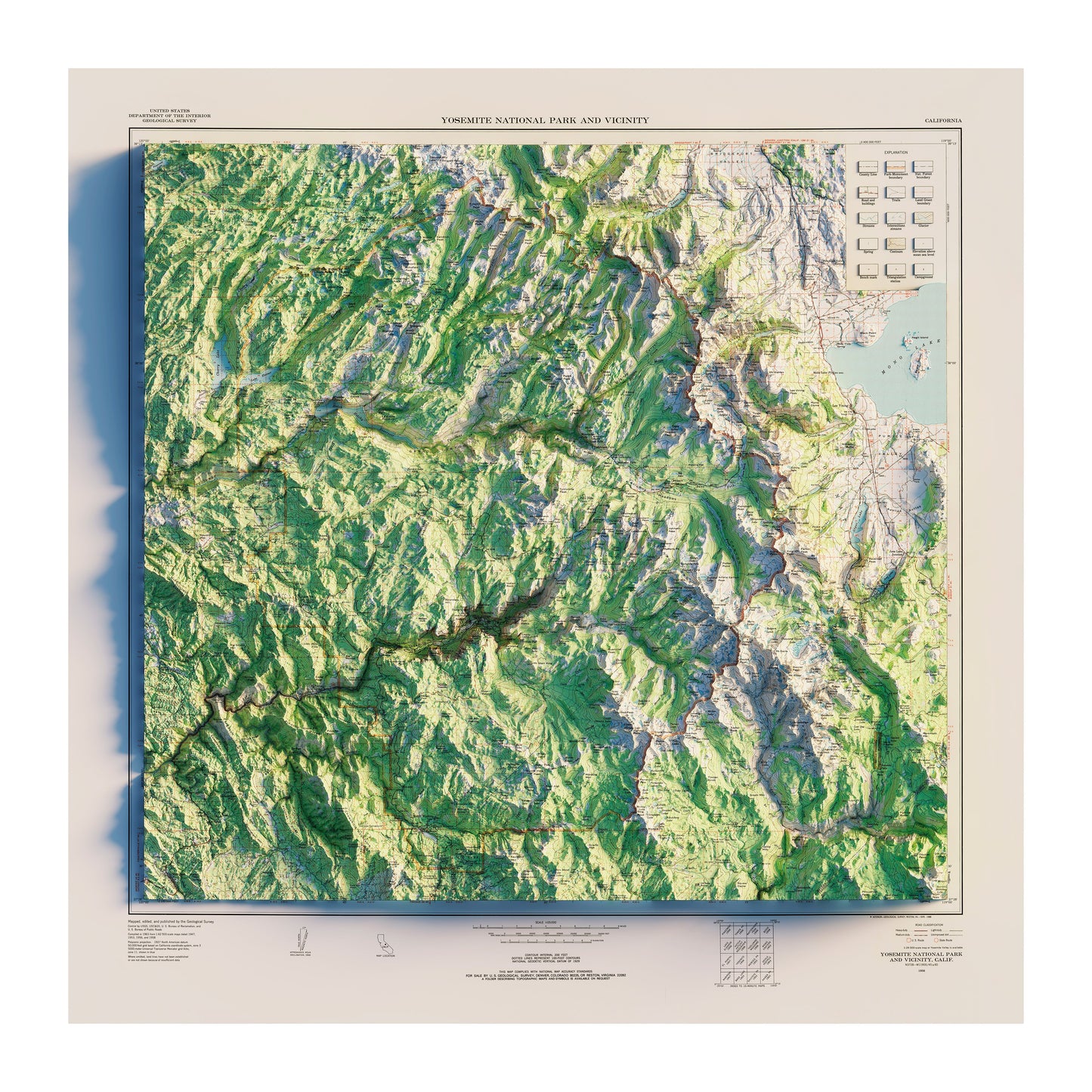 Vintage Yosemite National Park Map - 1958