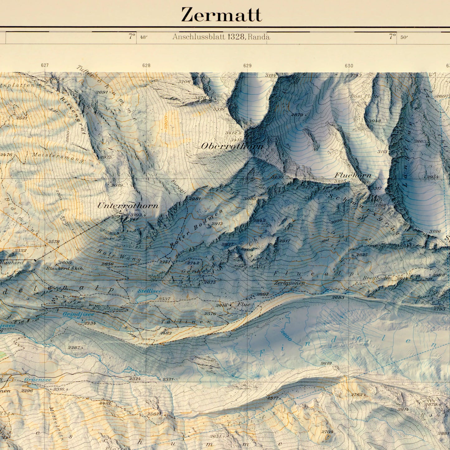 Zermatt 1970 Shaded Relief Map