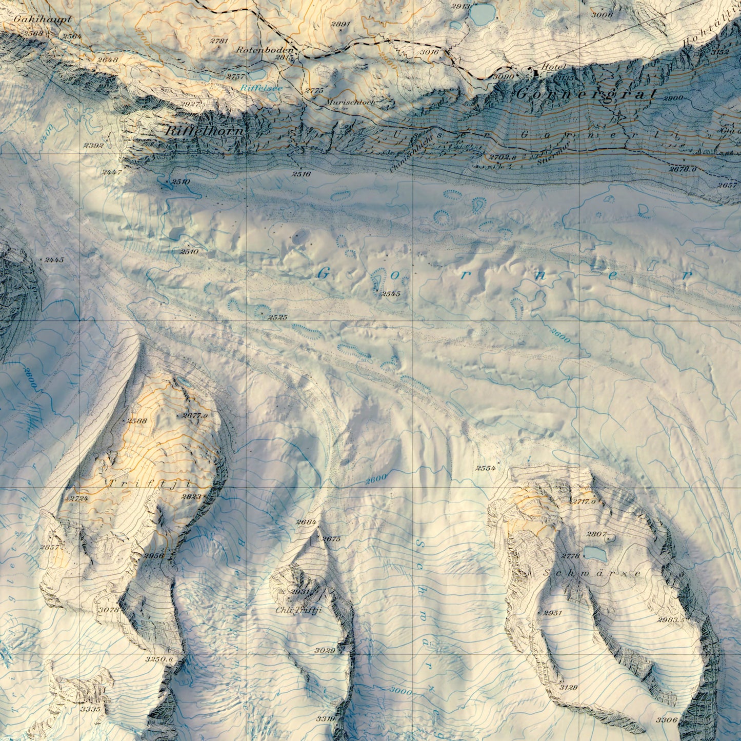 Zermatt 1970 Shaded Relief Map
