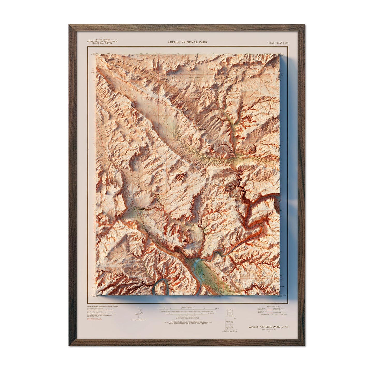 Vintage Arches Relief Map - 1974
