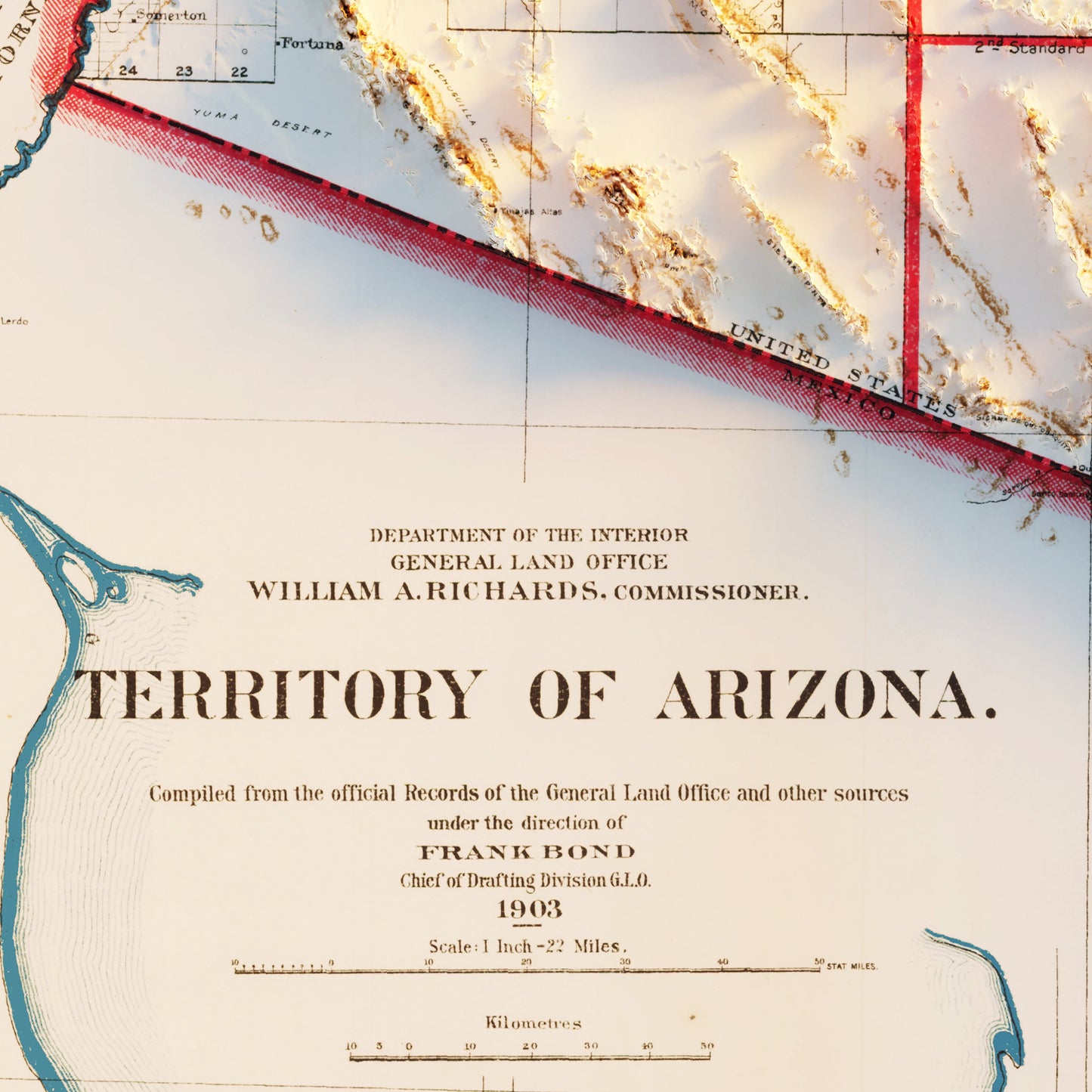 Arizona 1903 Shaded Relief Map