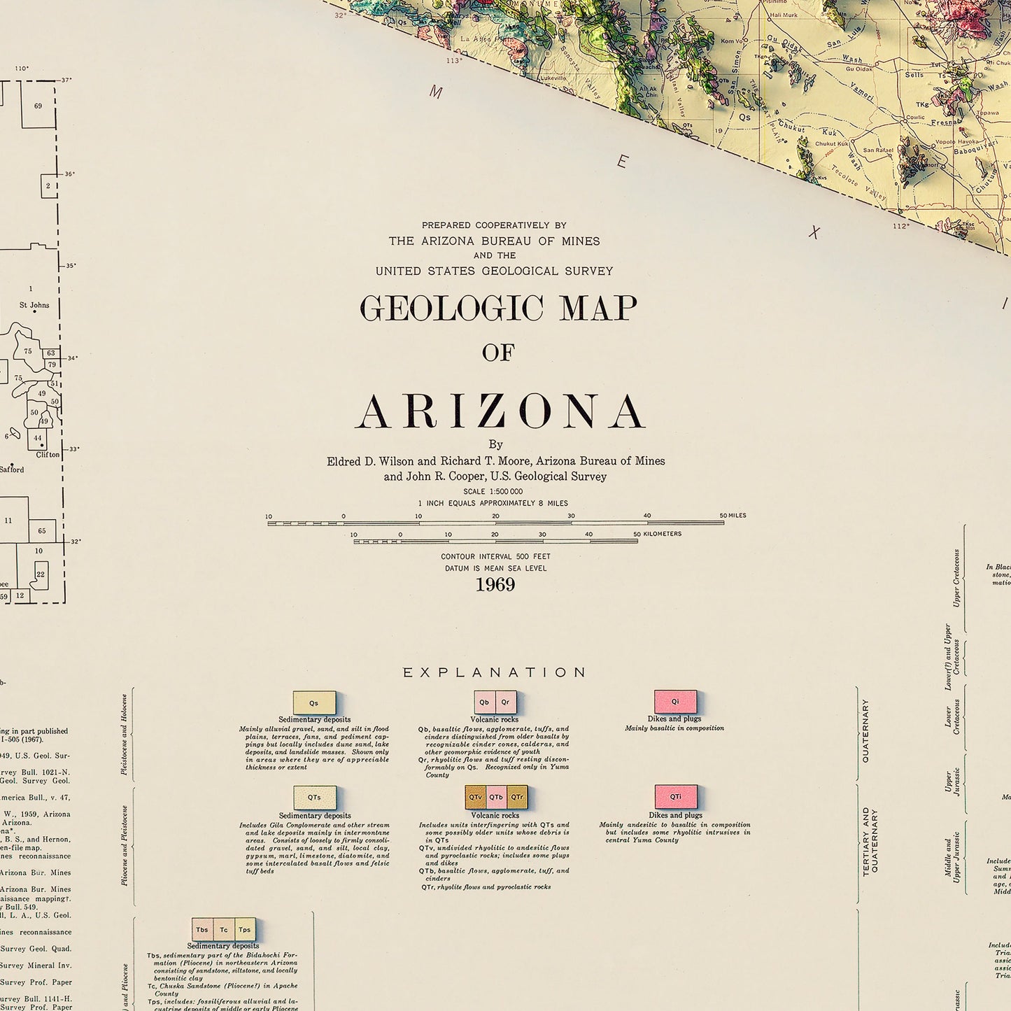 Arizona 1969 Shaded Relief Map