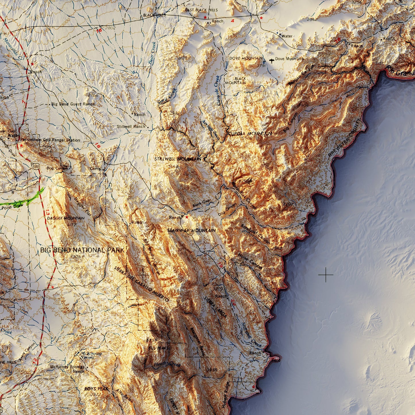 Big Bend 1965 Shaded Relief Map