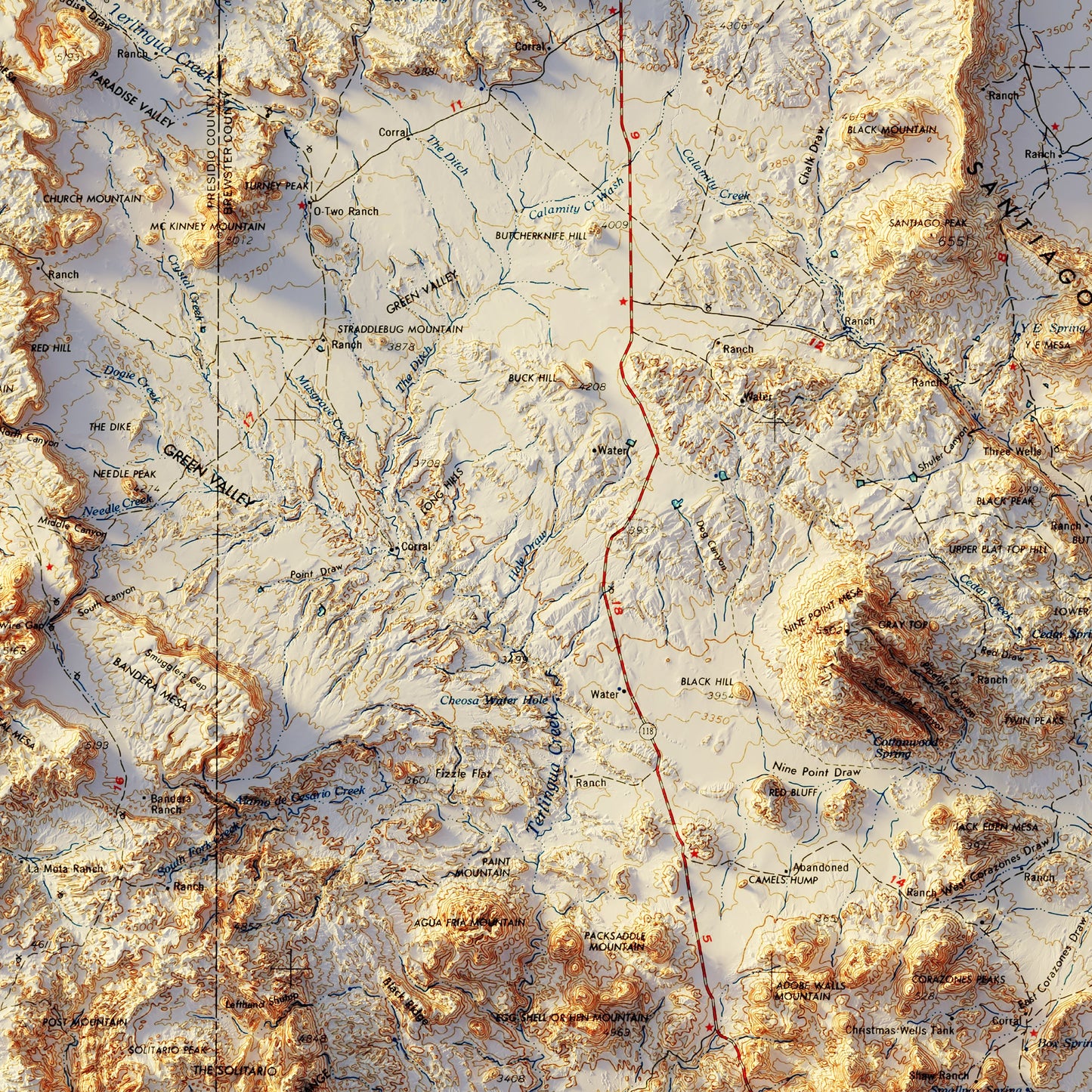 Big Bend 1965 Shaded Relief Map