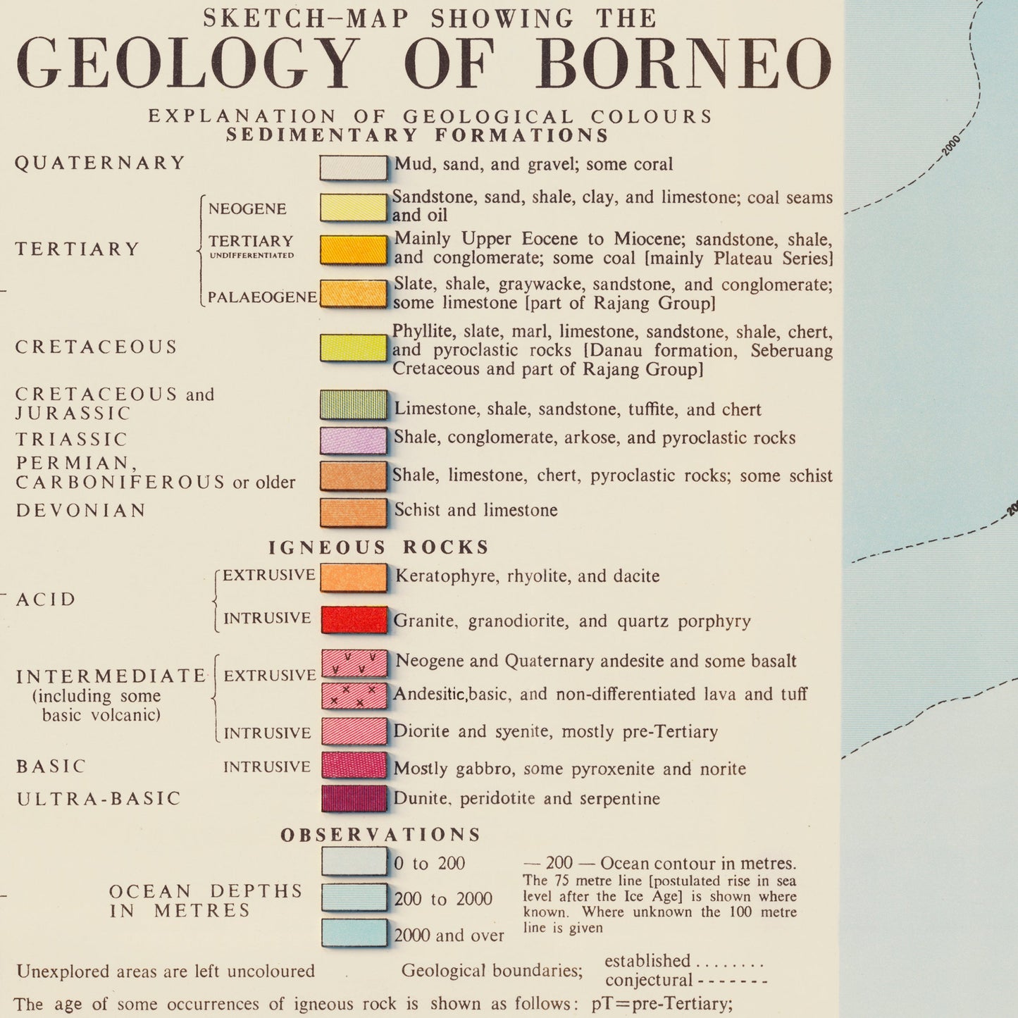 Borneo 1957 Shaded Relief Map