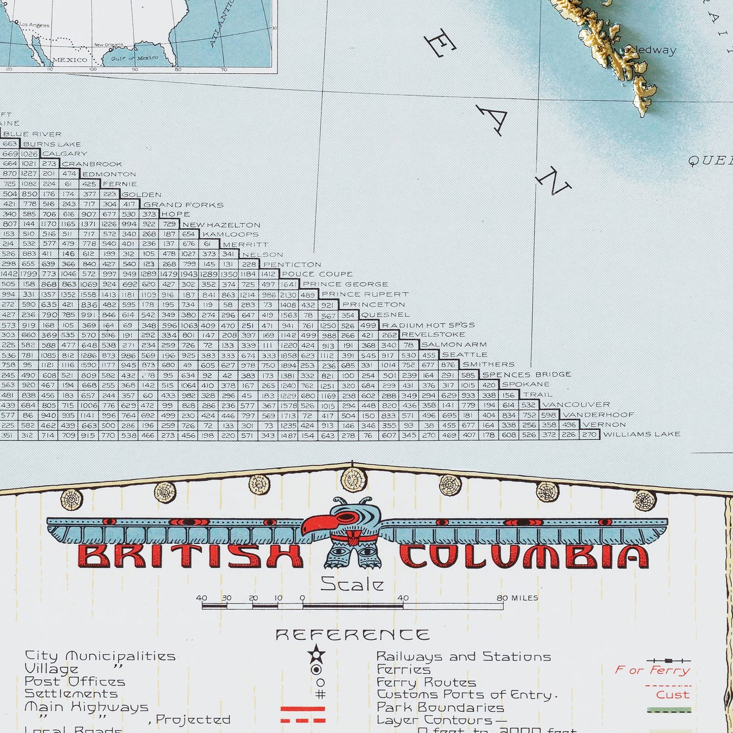 British Columbia 1948 Shaded Relief Map