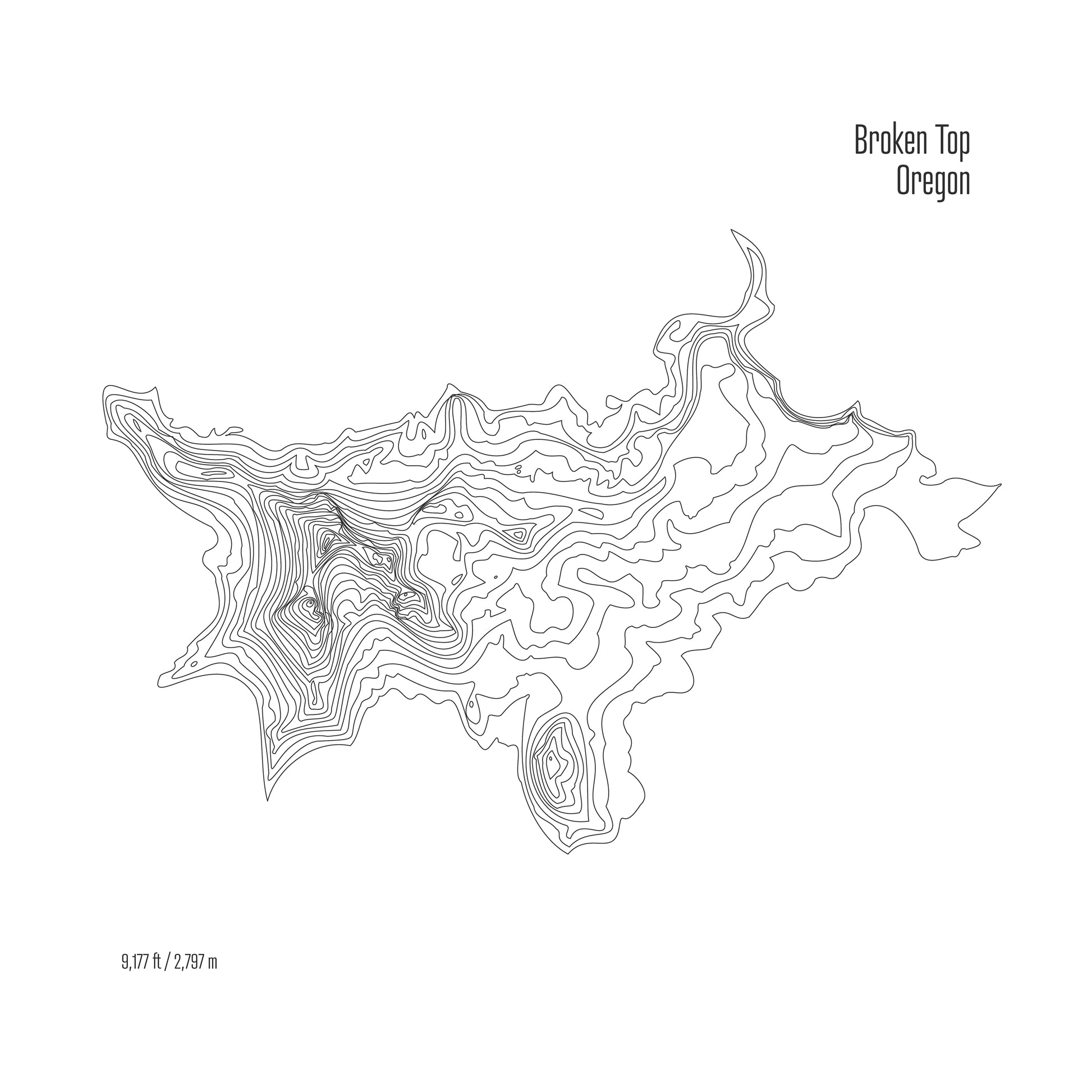 Broken Top Topo Map