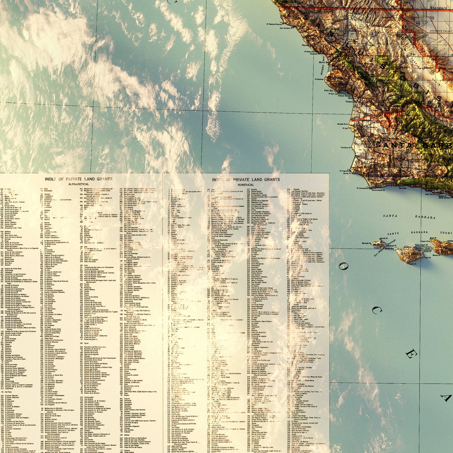 California 1944 Shaded Relief Map