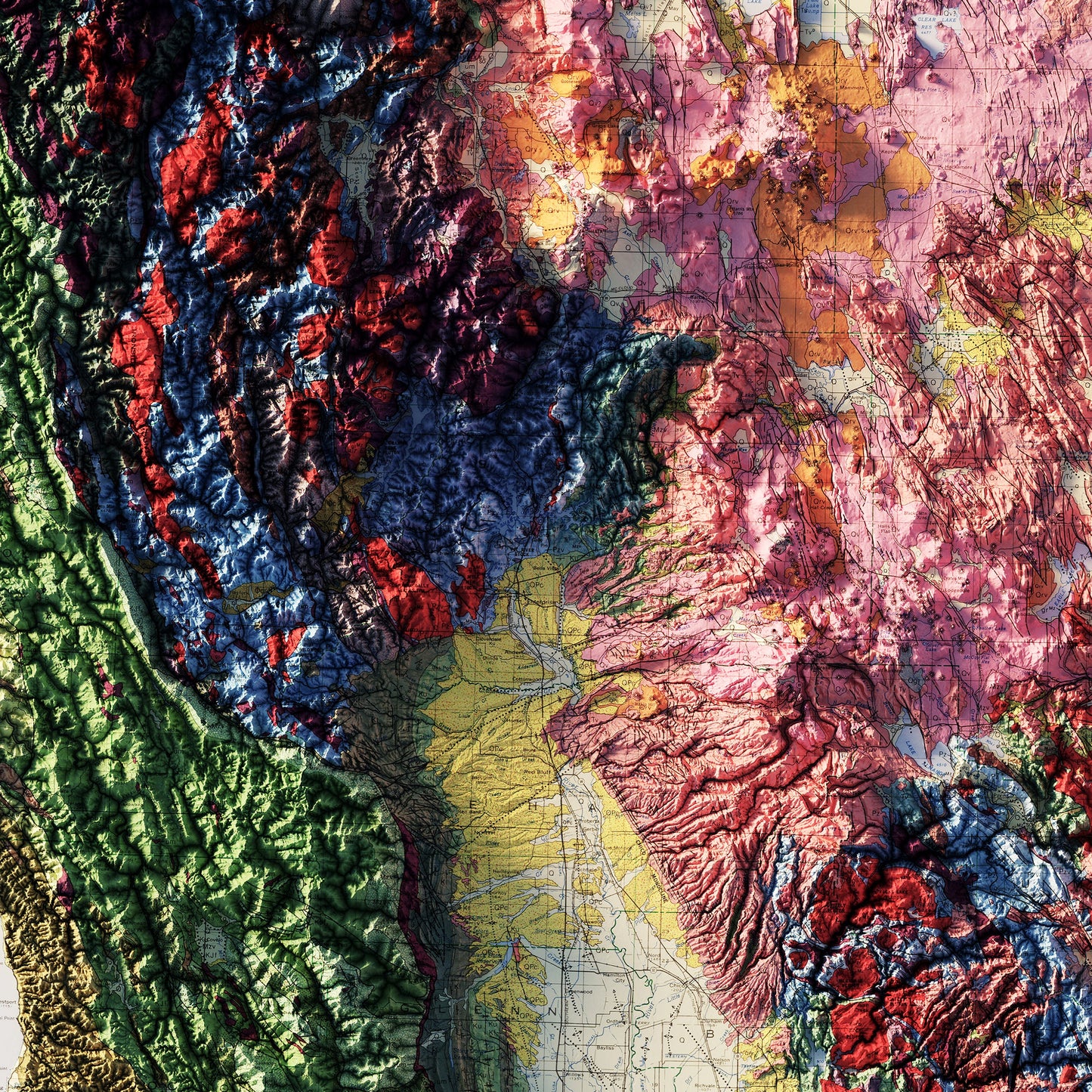 California 1977 Shaded Relief Map