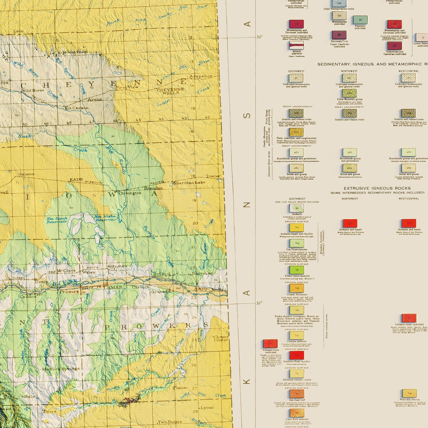 Colorado 1935 Shaded Relief Map