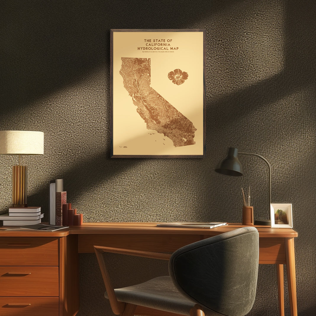 California Hydrological Map – Desert Tan