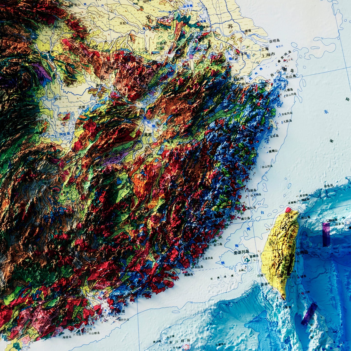 China 1989 Shaded Relief Map