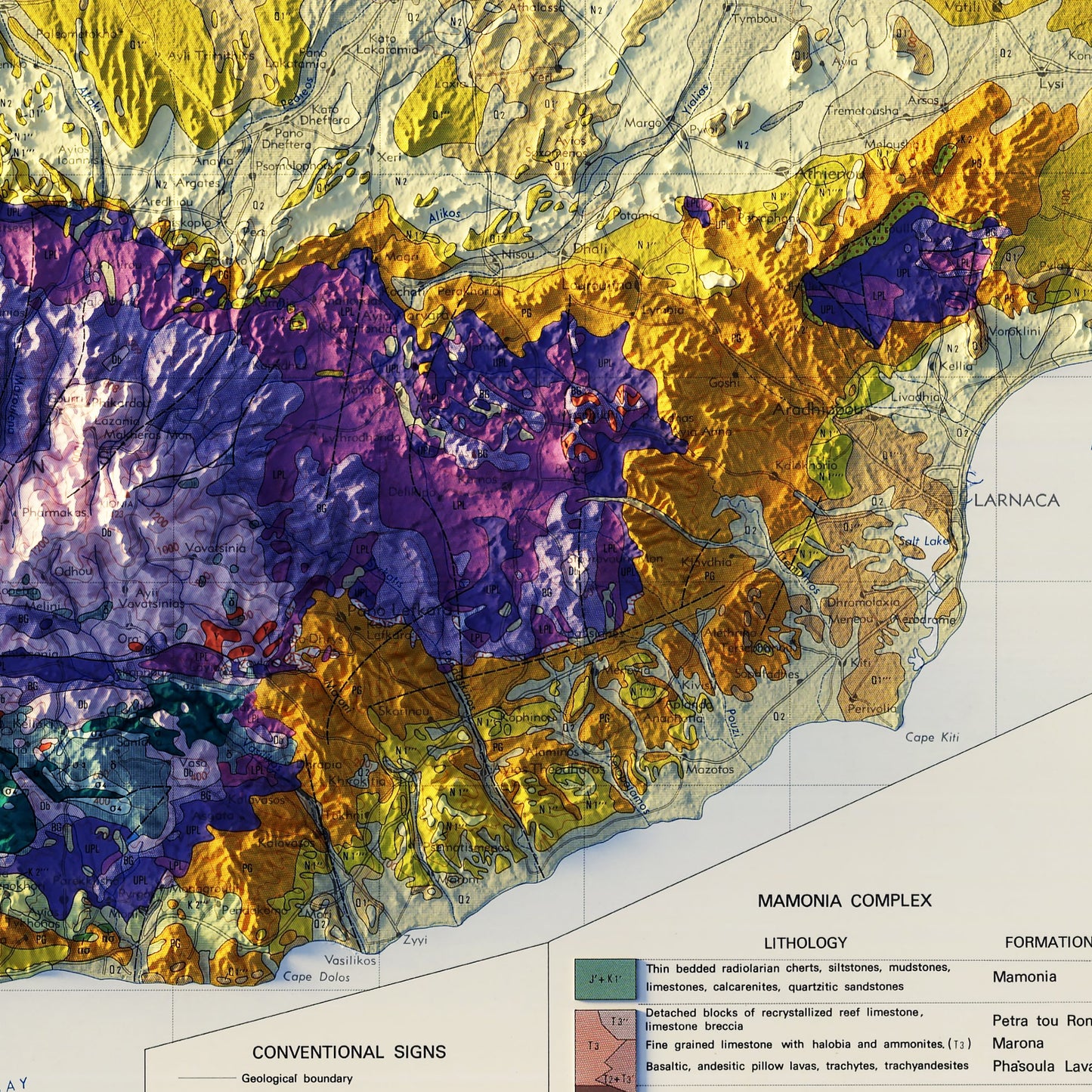 Cyprus 1979 Shaded Relief Map