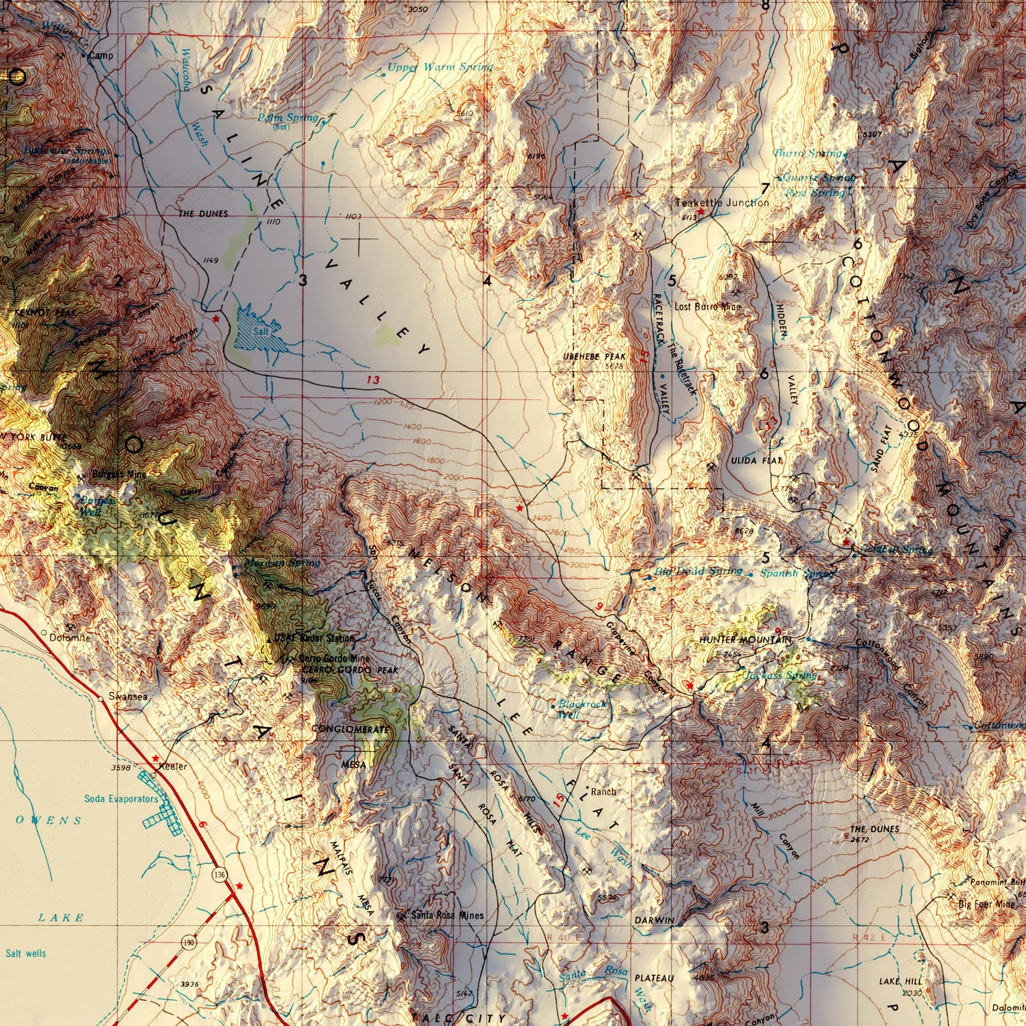 Death Valley National Park 1954 Shaded Relief Map