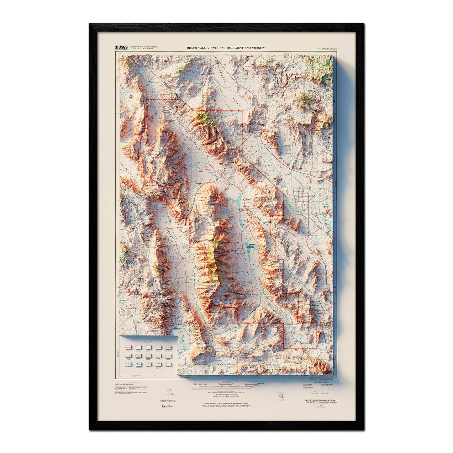 Vintage Death Valley Relief Map - 1977