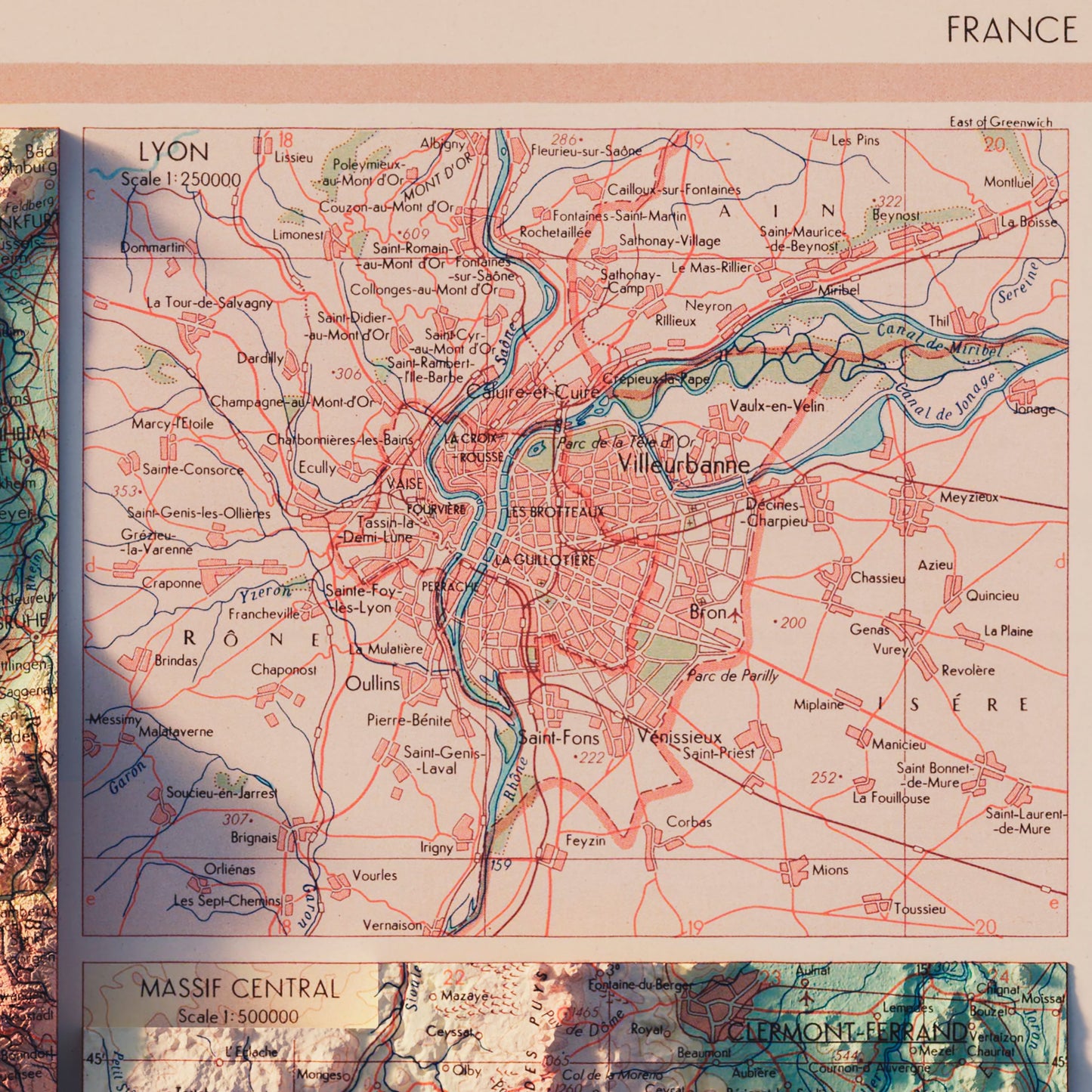 France 1964 Shaded Relief Map