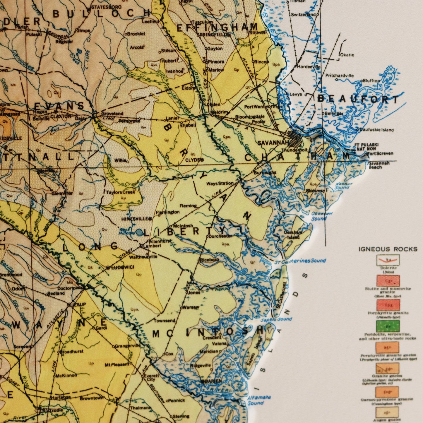 Georgia 1938 3D Raised Relief Map