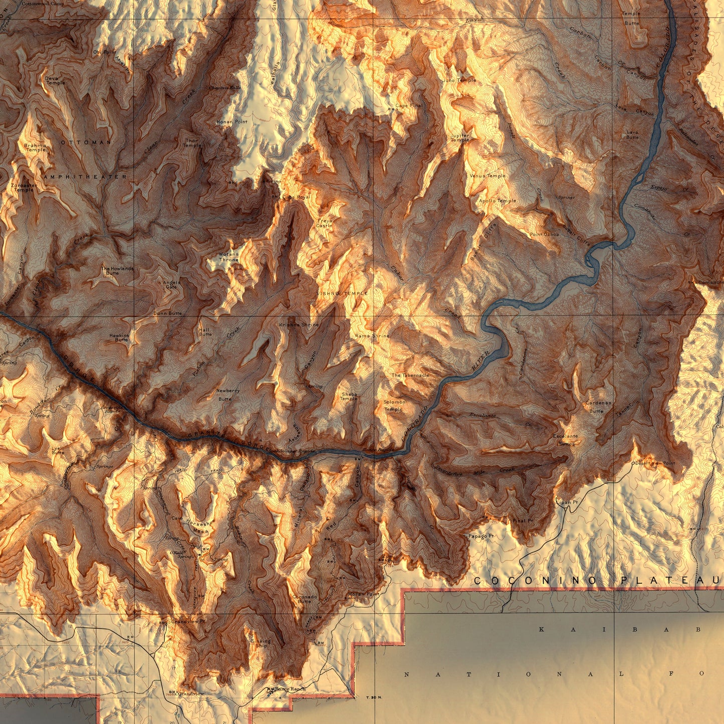 Grand Canyon 1948 Shaded Relief Map