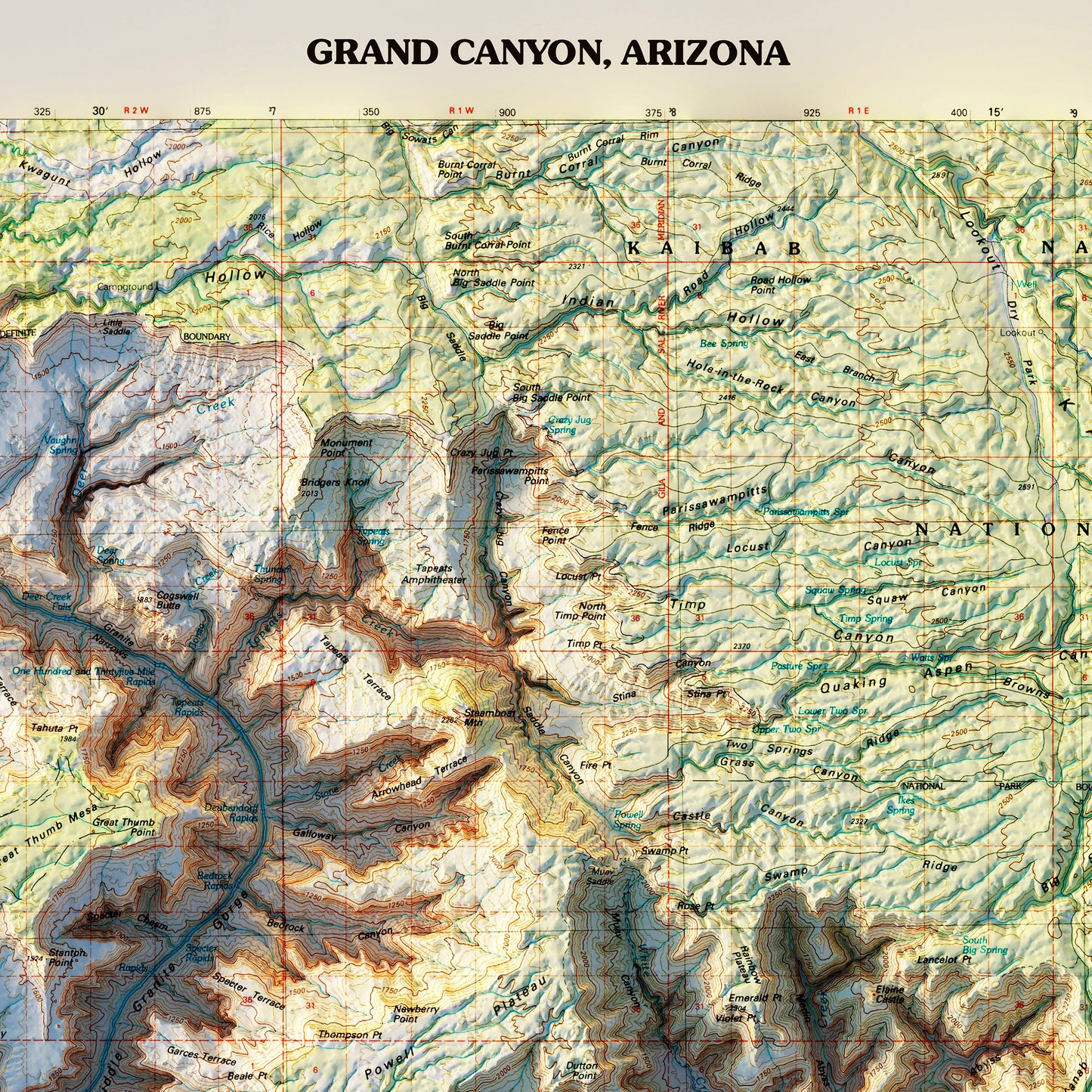 Grand Canyon 1984 Shaded Relief Map