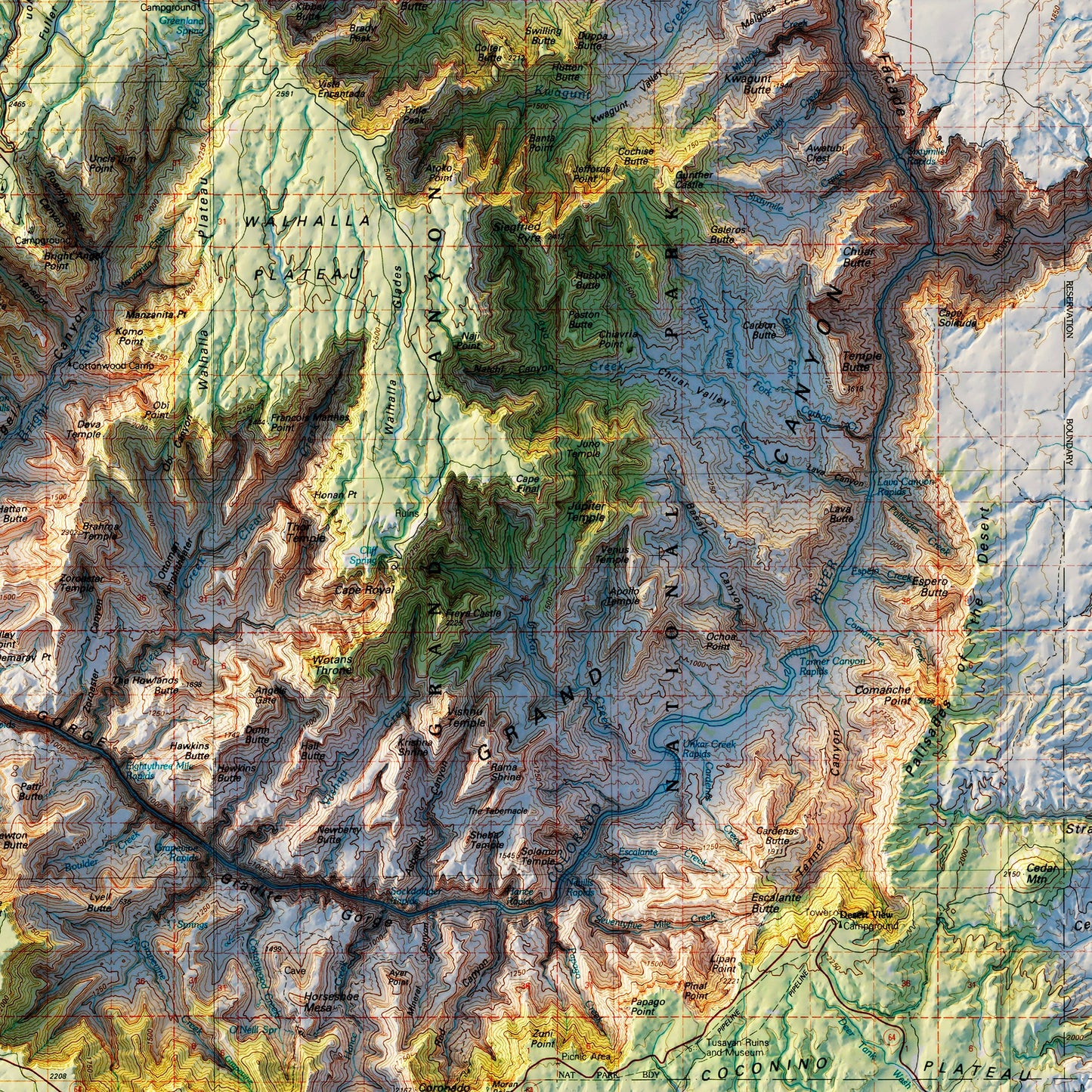 Grand Canyon 1984 Shaded Relief Map