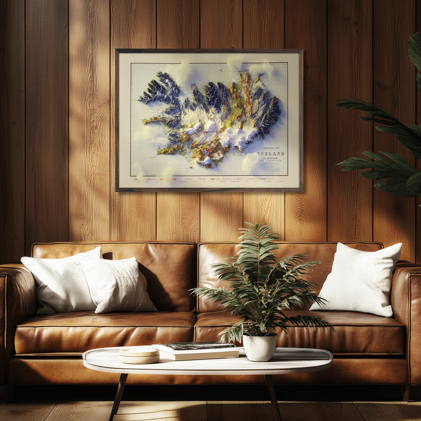 Iceland 1901 Shaded Relief Map