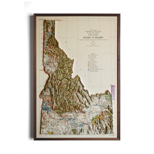Idaho 1932 3D Raised Relief Map